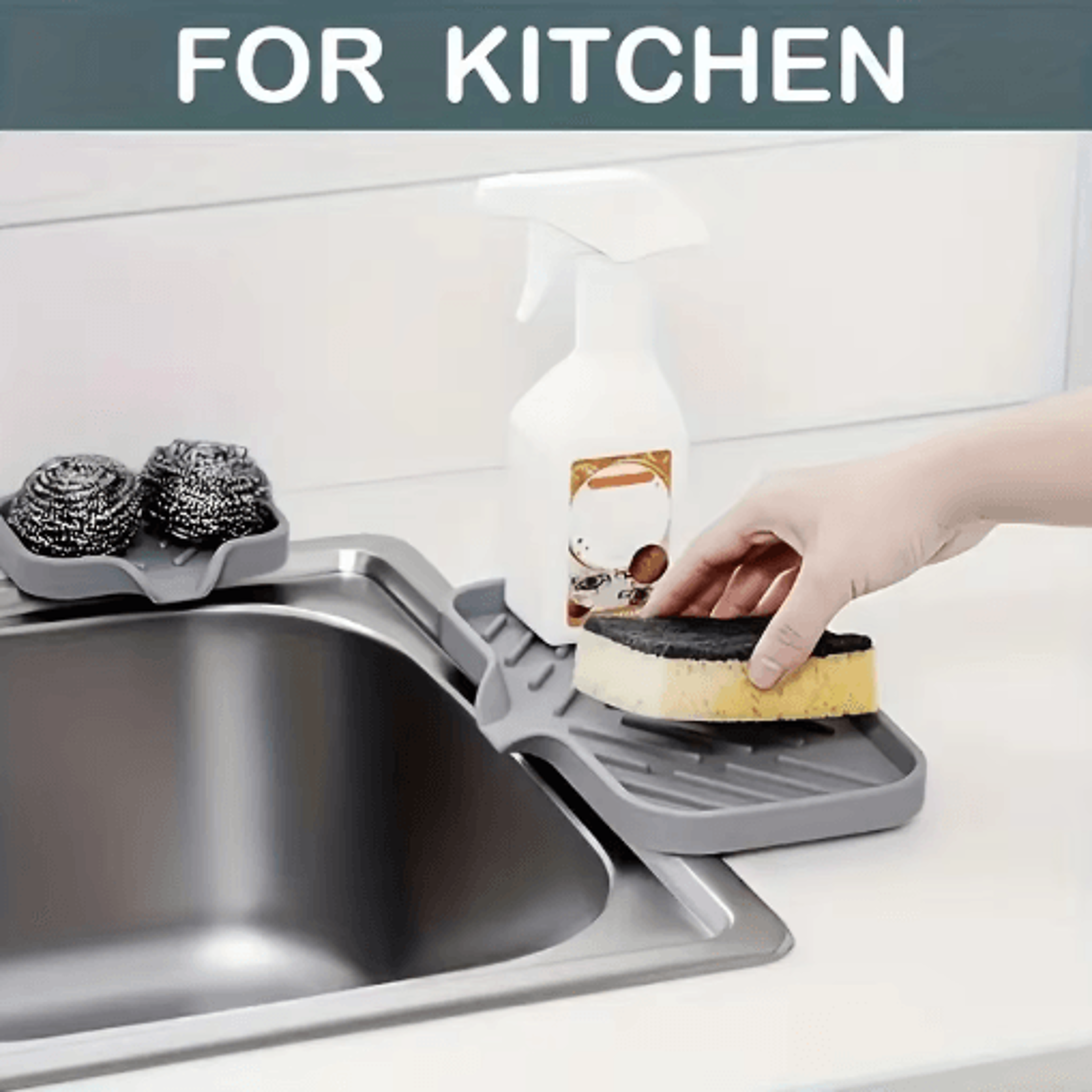 Silicone Kitchen Sink Organizer Tray  WaterResistant Soap  Sponge Holder For Countertop Storage 5