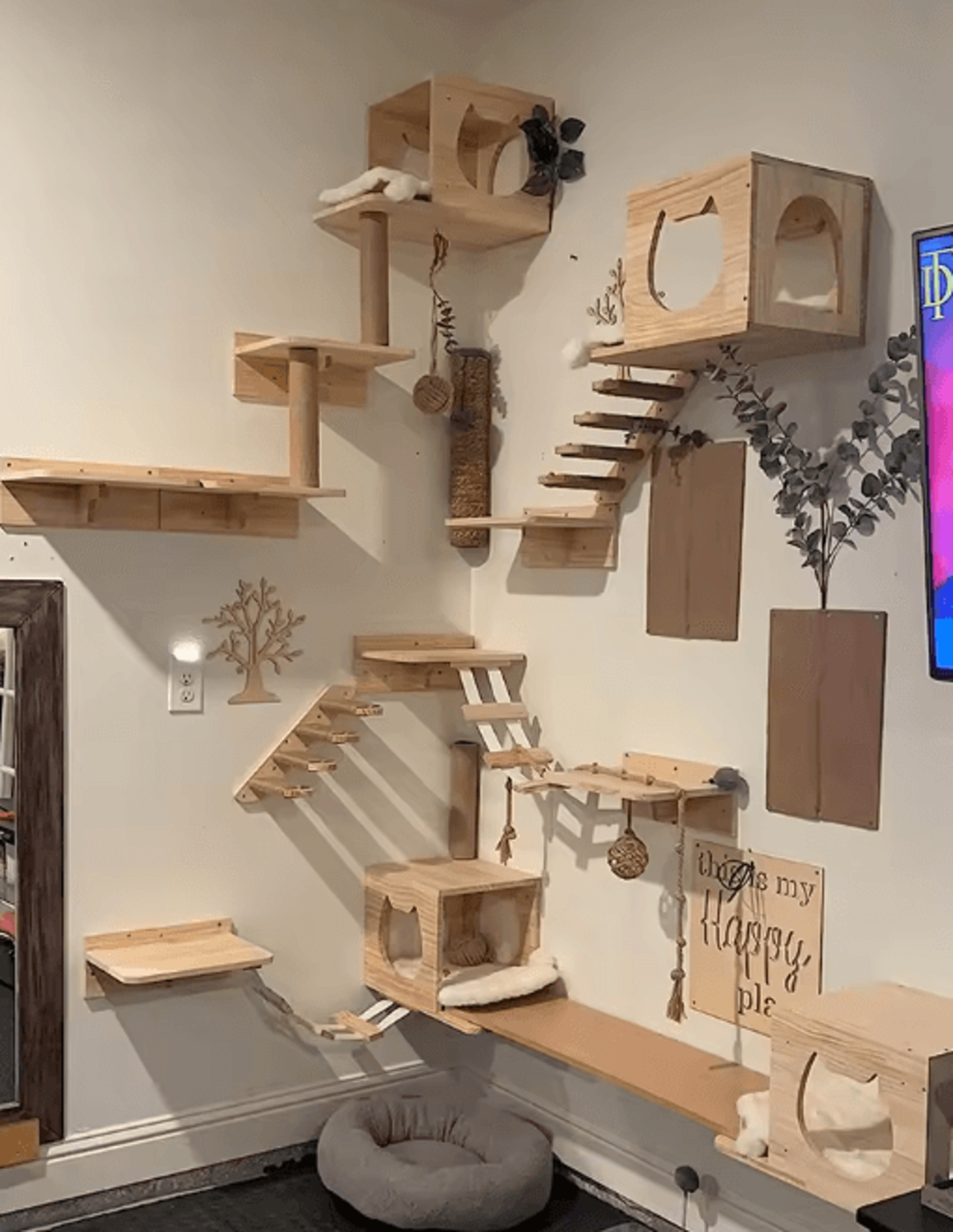 WallMounted Cat Climbing Shelves  Steps  Sisal Scratching Stairway For Cats 17