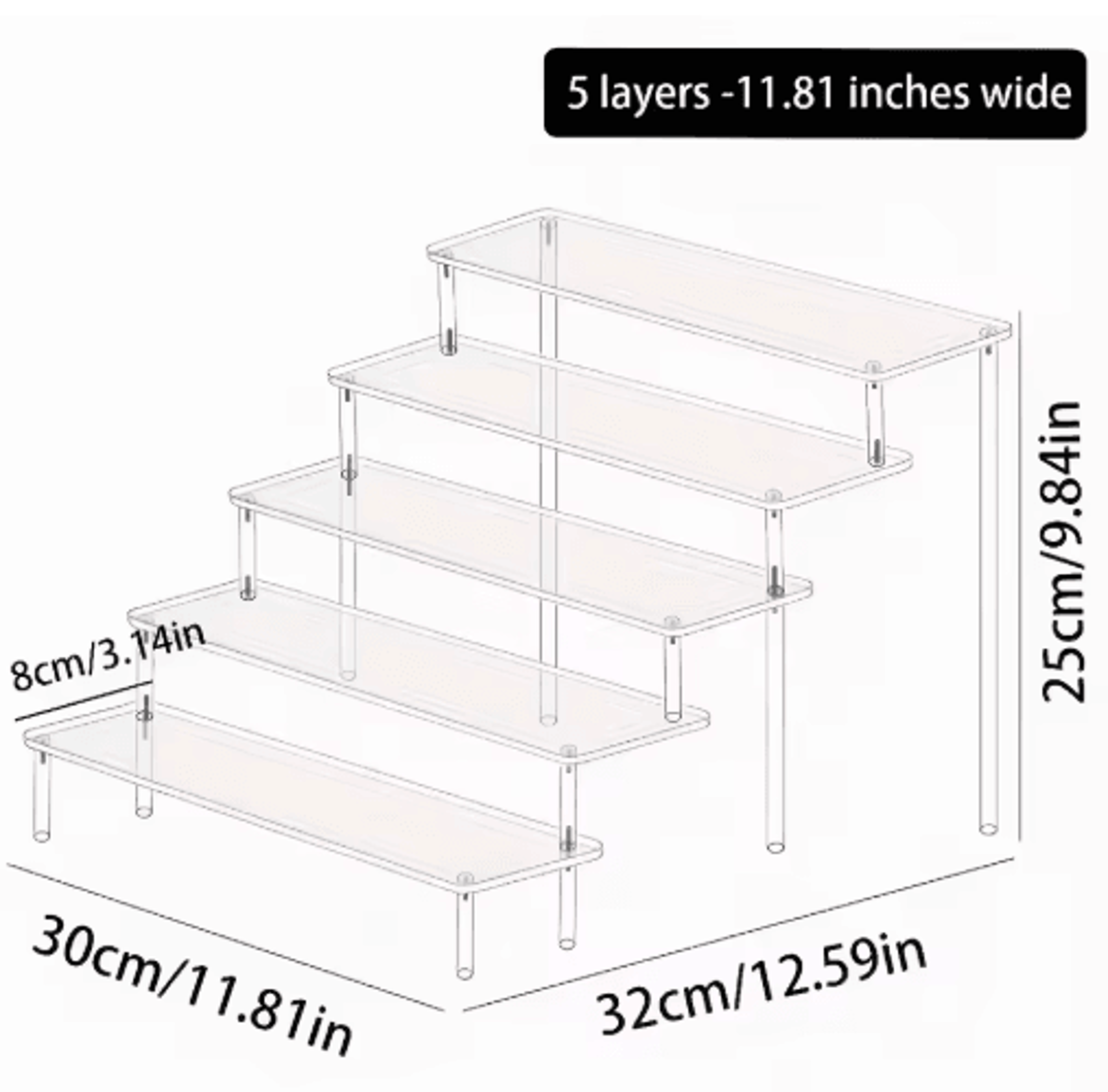 Acrylic Stepped Perfume Display Rack  MultiTier Cosmetic  Vanity Organizer 1