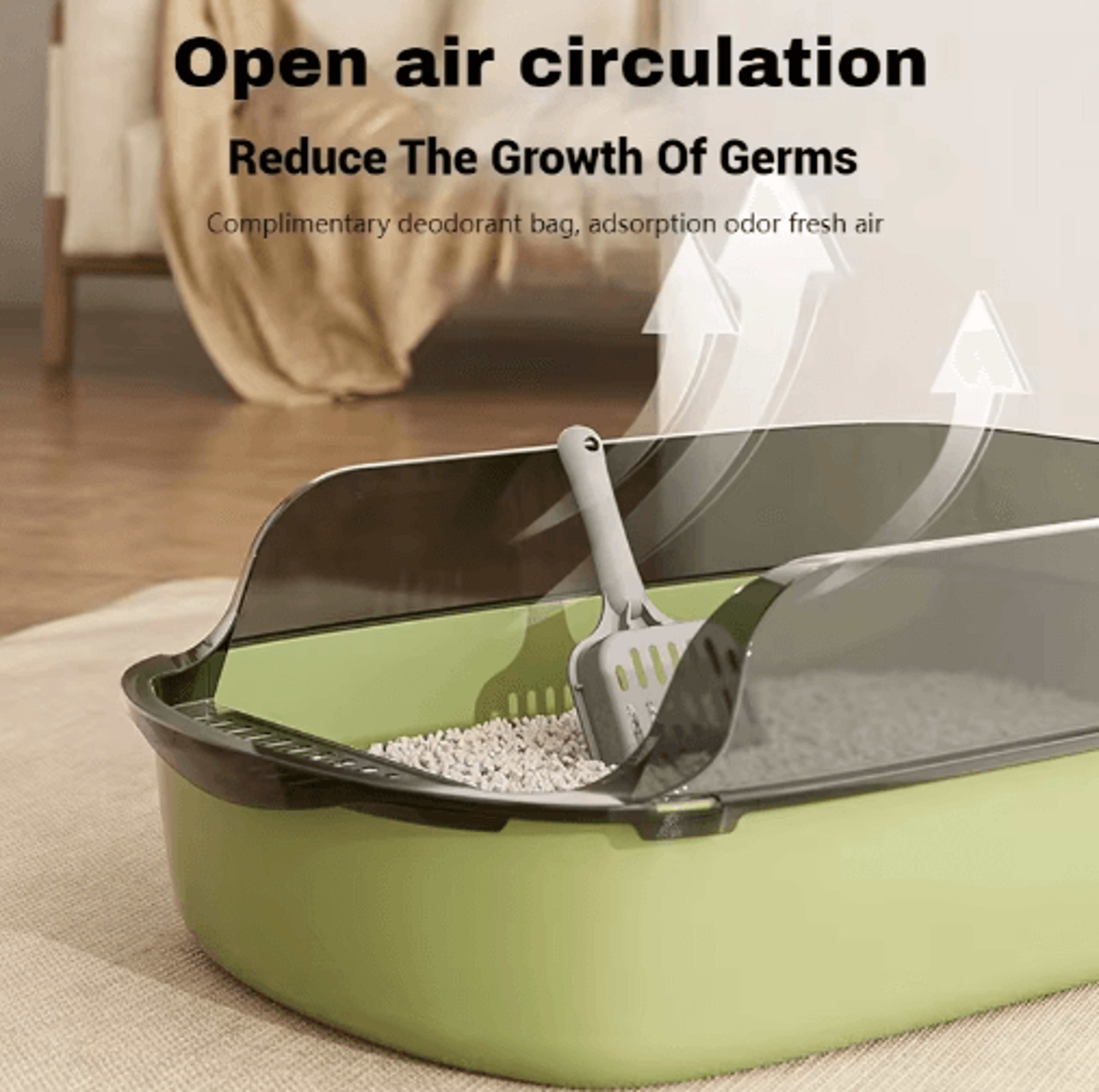 SemiEnclosed Splashproof Cat Litter Box With HighSided Design 9