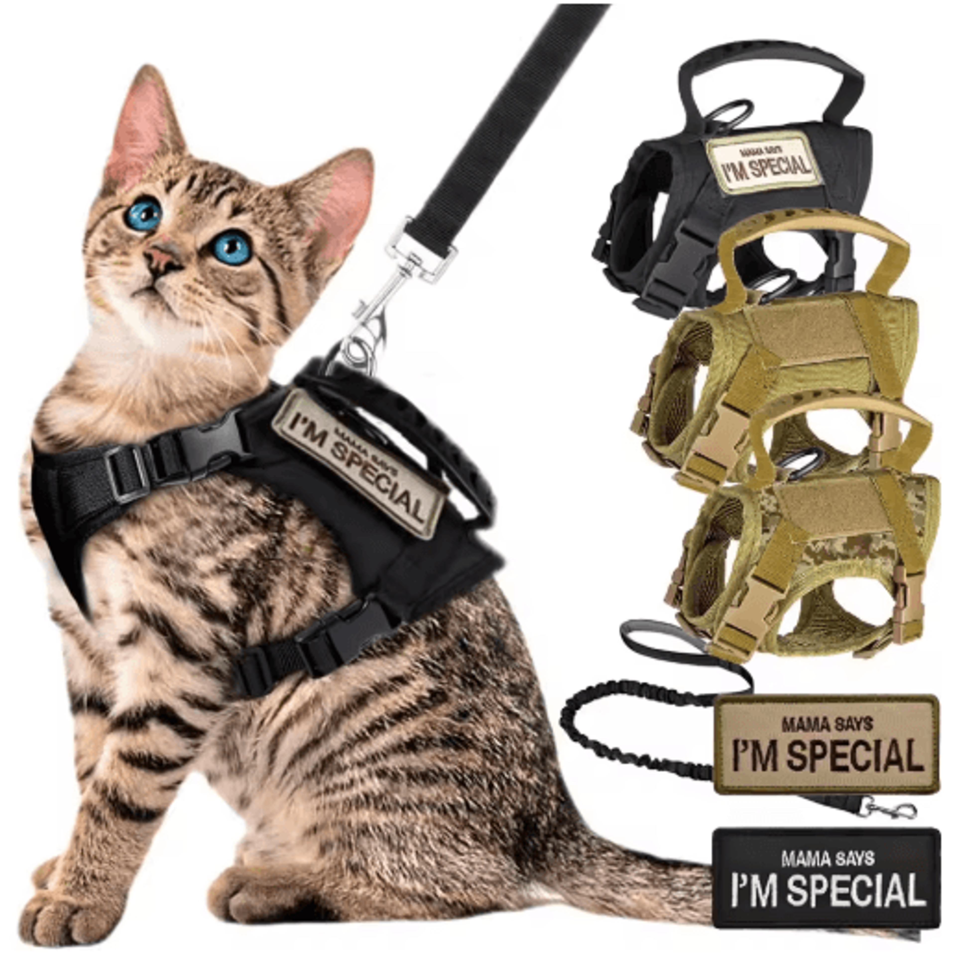 Adjustable Tactical Pet Harness  Leash Set With Control Handle For Cats And Dogs 0