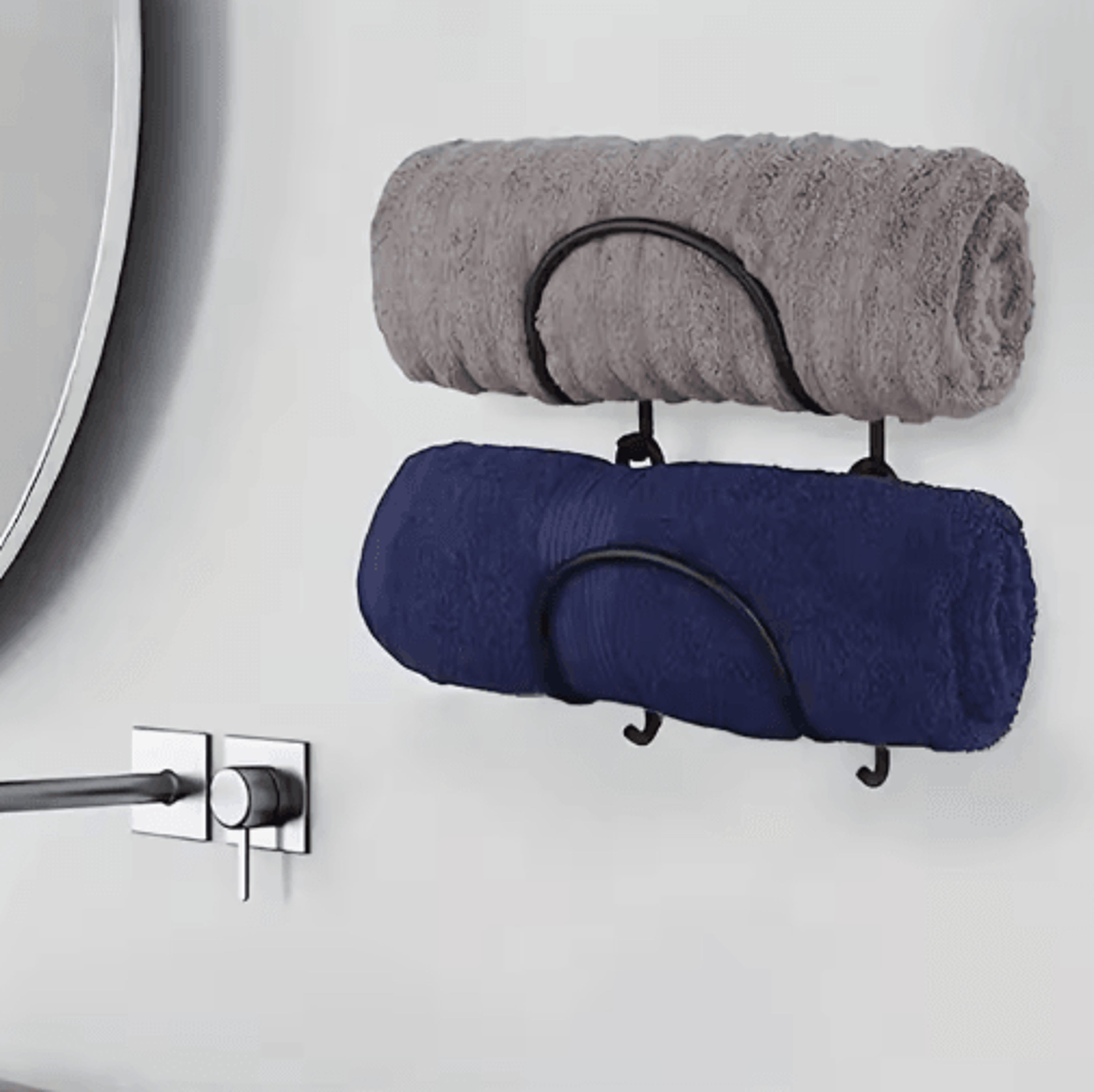 WallMounted MultiLayer Towel Rack With Hooks  Storage Shelf 6