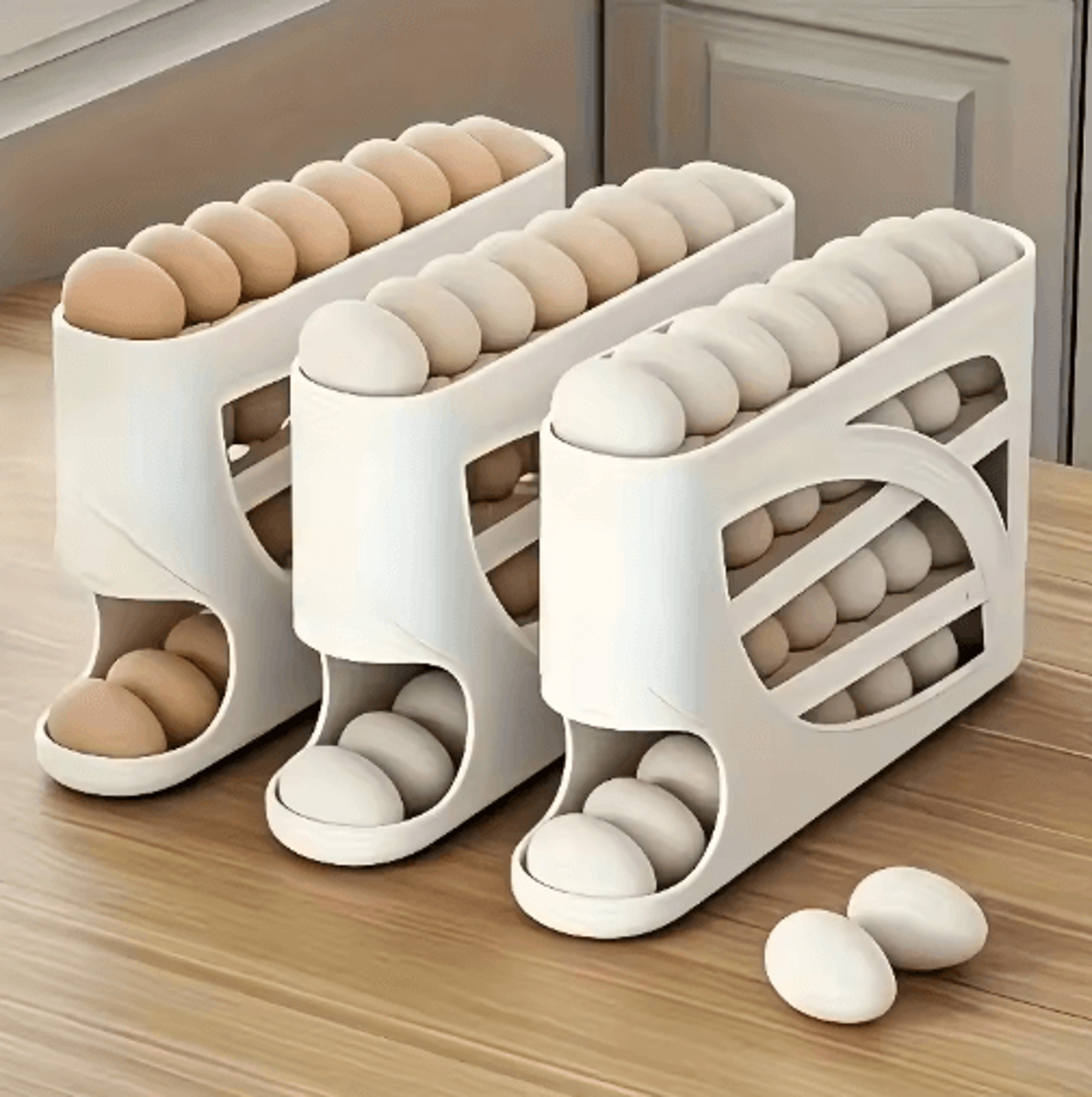 Automatic Rolling Egg Holder For Refrigerator With Large Capacity Storage 3