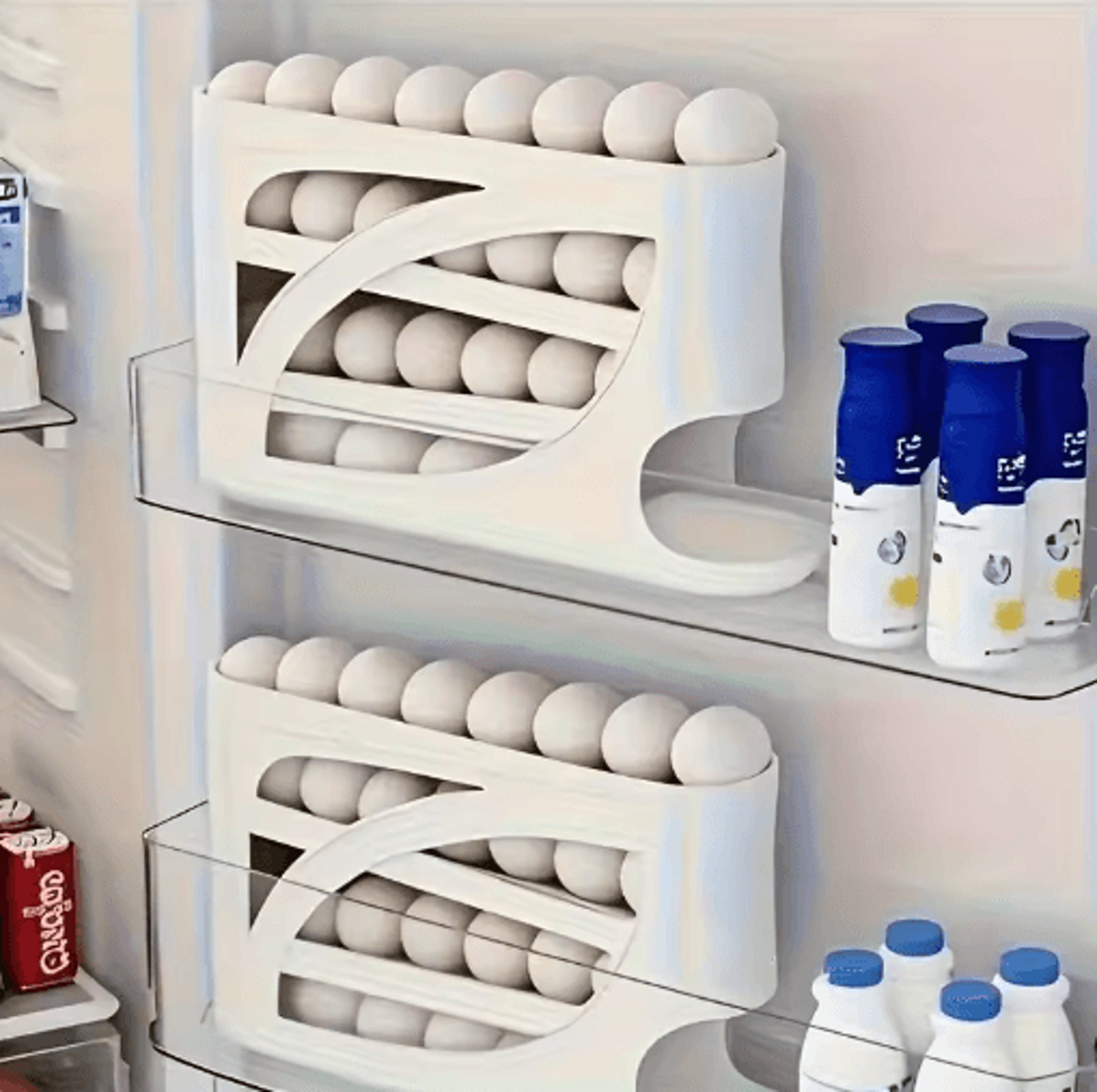 Automatic Rolling Egg Holder For Refrigerator With Large Capacity Storage 4