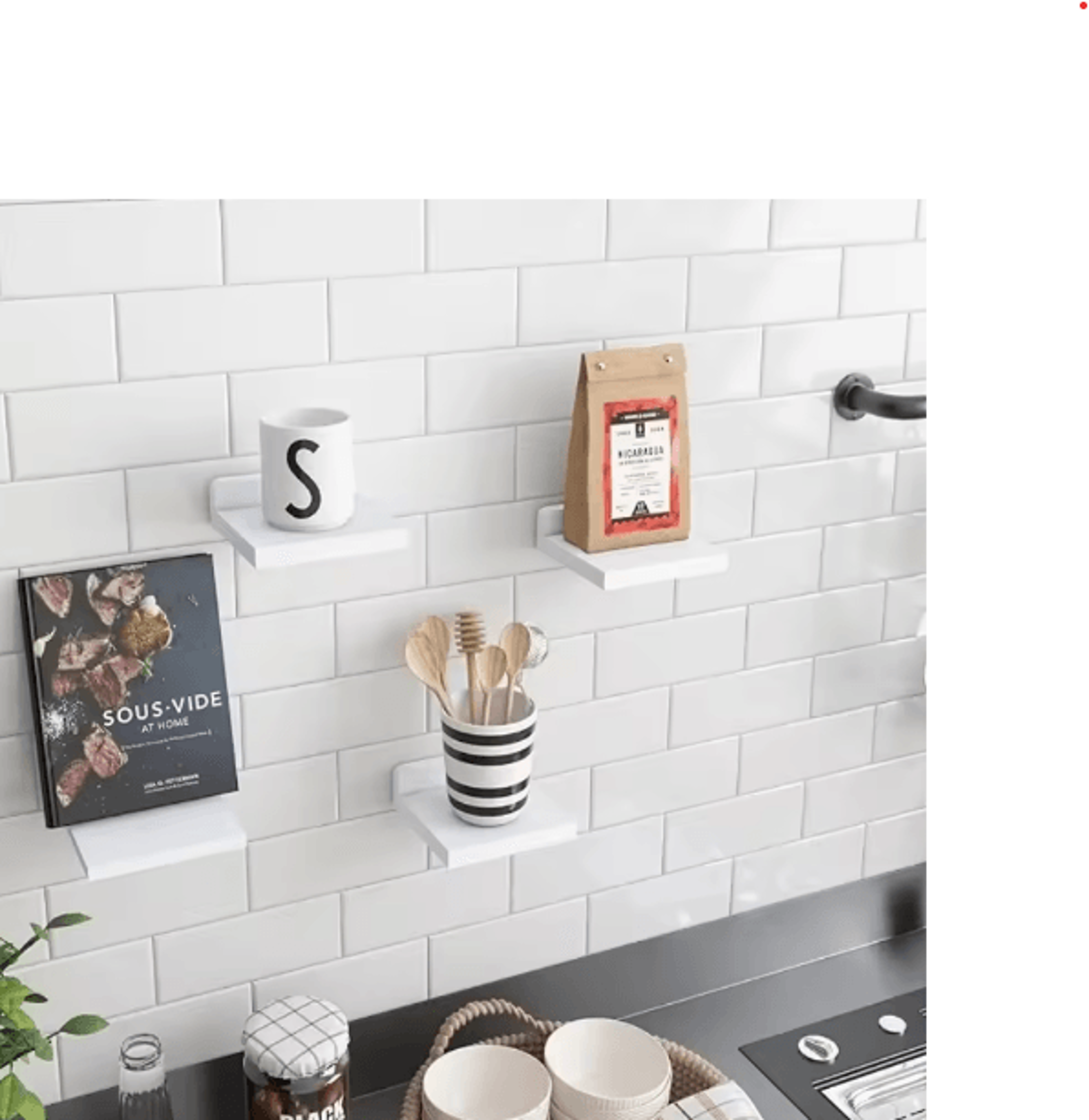 Rustic White Floating Wall Shelves Set For Bedroom Living Room  Bathroom Decor 8
