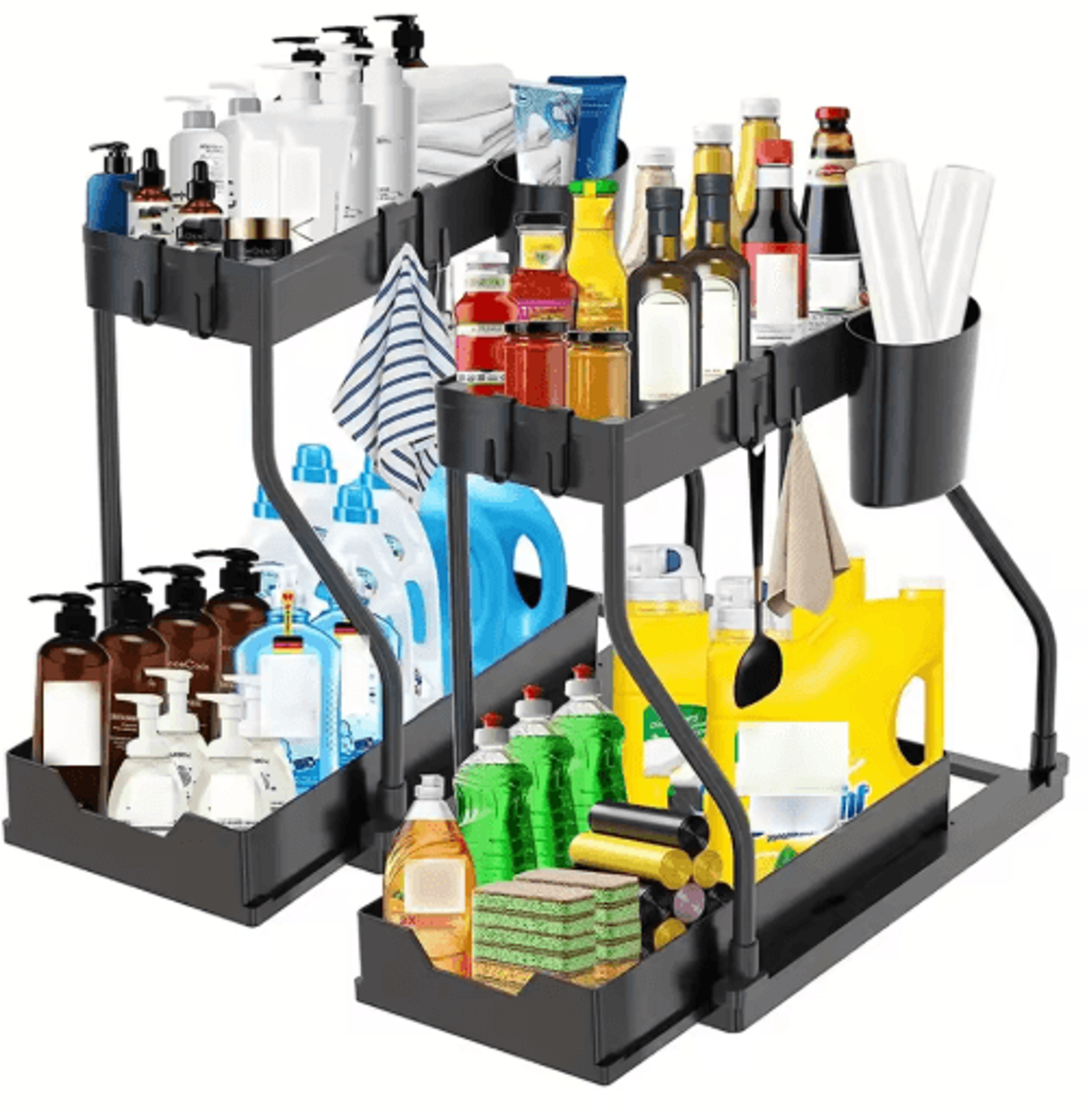 DoubleLayer PullOut Under Sink Storage Rack With Sliding Drawers 0
