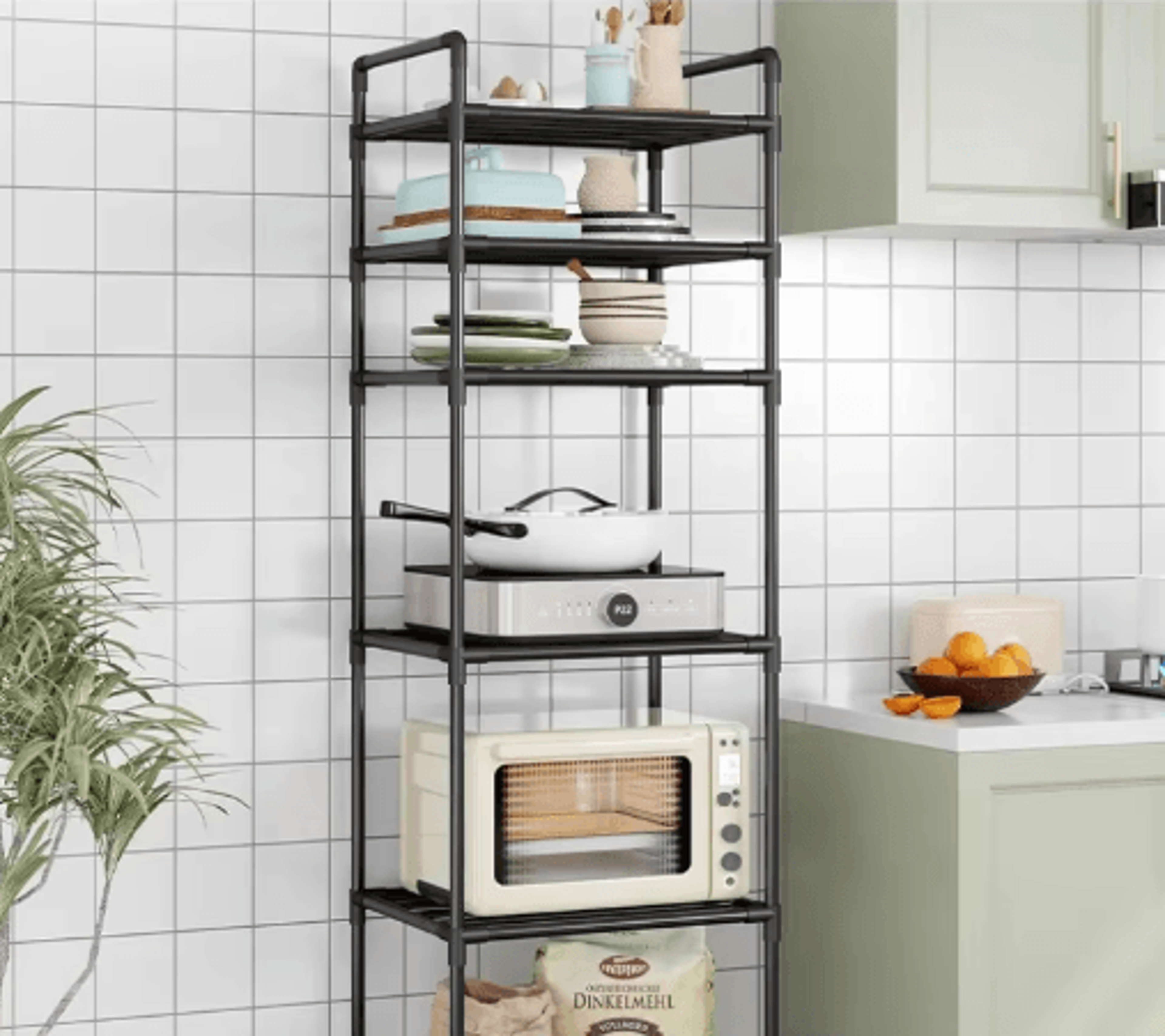 MultiLayer FloortoCeiling Microwave Oven Storage Rack With Kitchen Cart Shelves 0