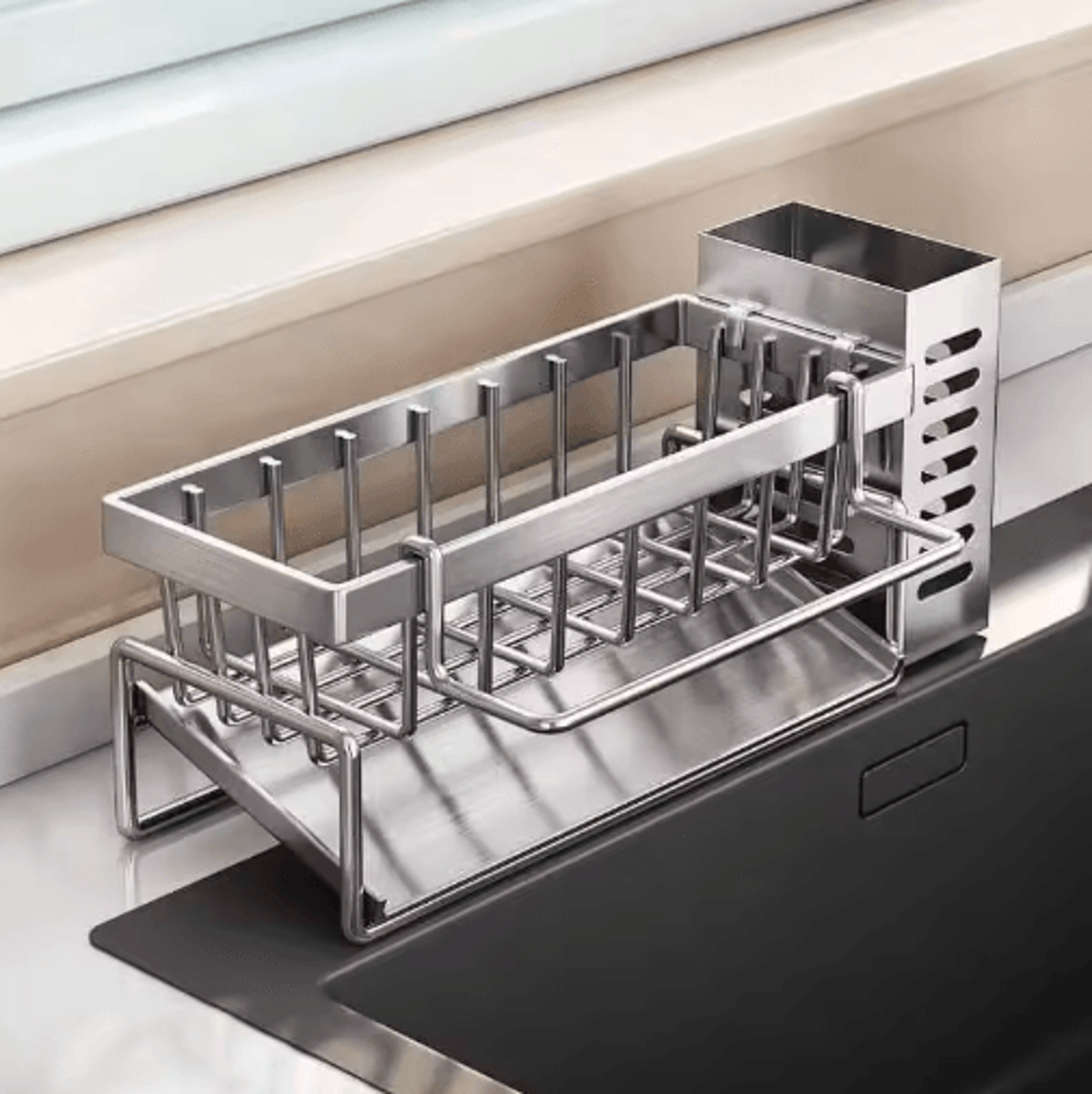 Stainless Steel Kitchen Sink Drain Rack For Sponge  Cleaning Tool Organization 2