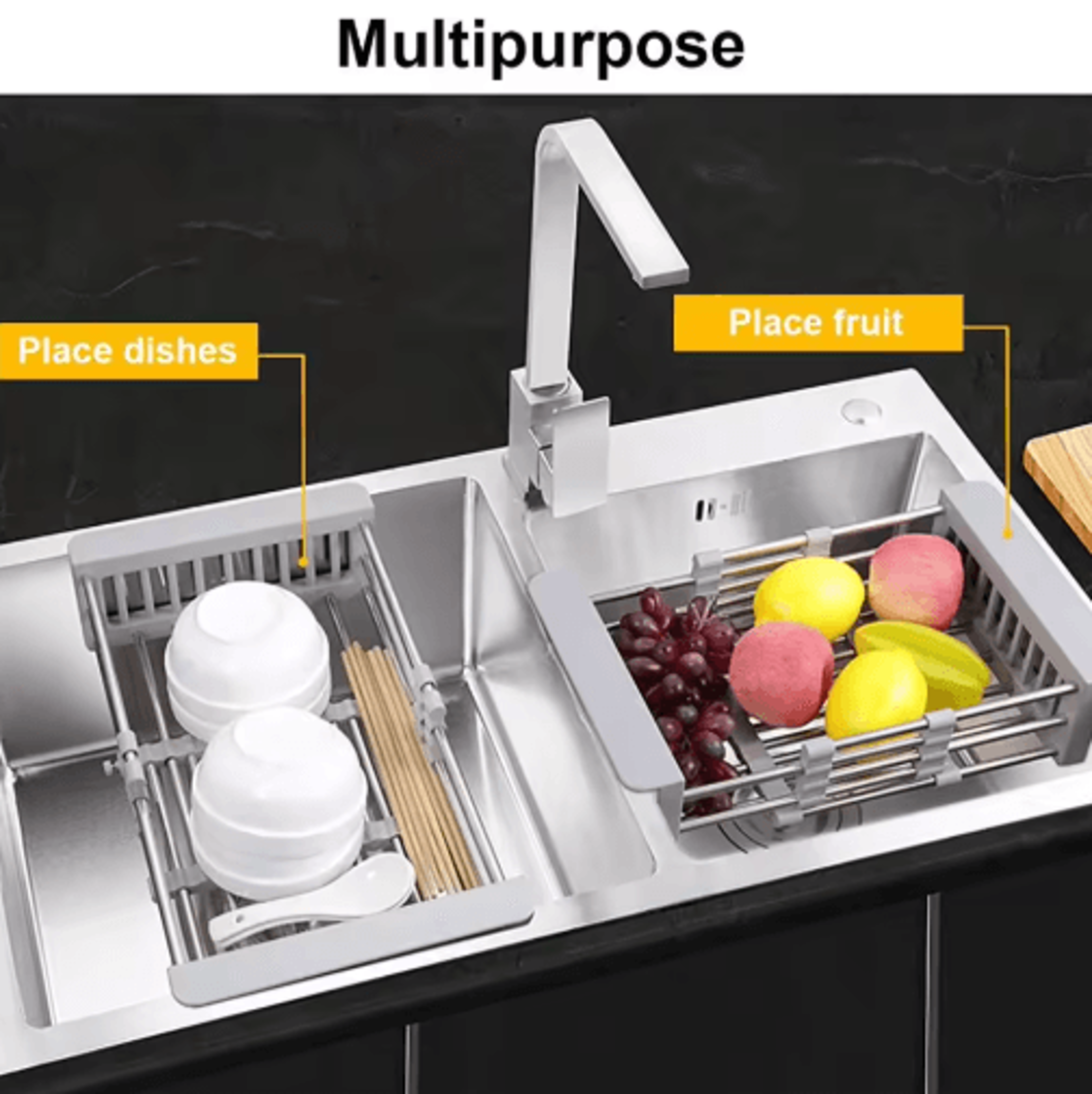 Expandable OverSink Dish Drying Rack For Washing Draining  Food Preparation 6