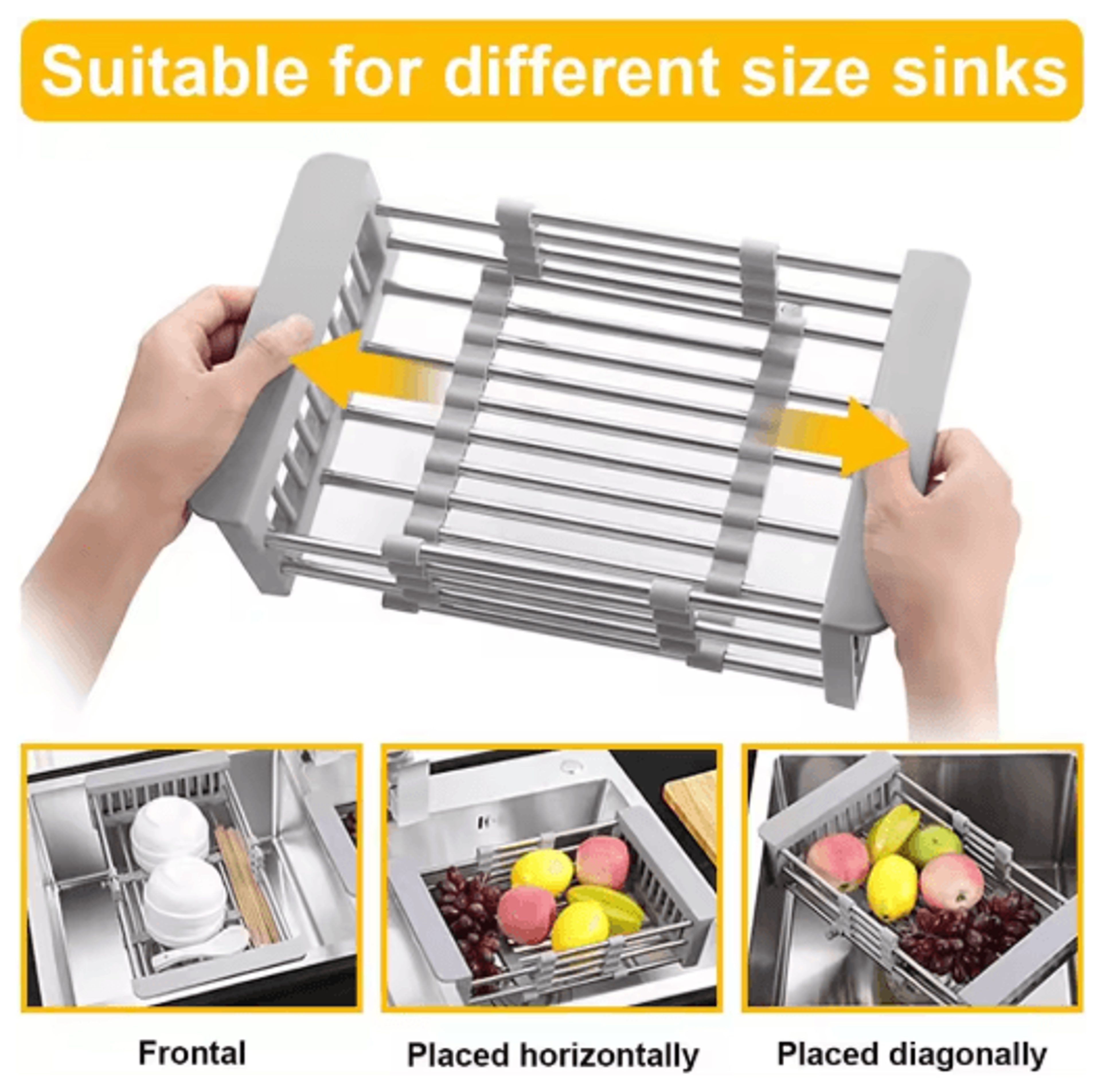Expandable OverSink Dish Drying Rack For Washing Draining  Food Preparation 7