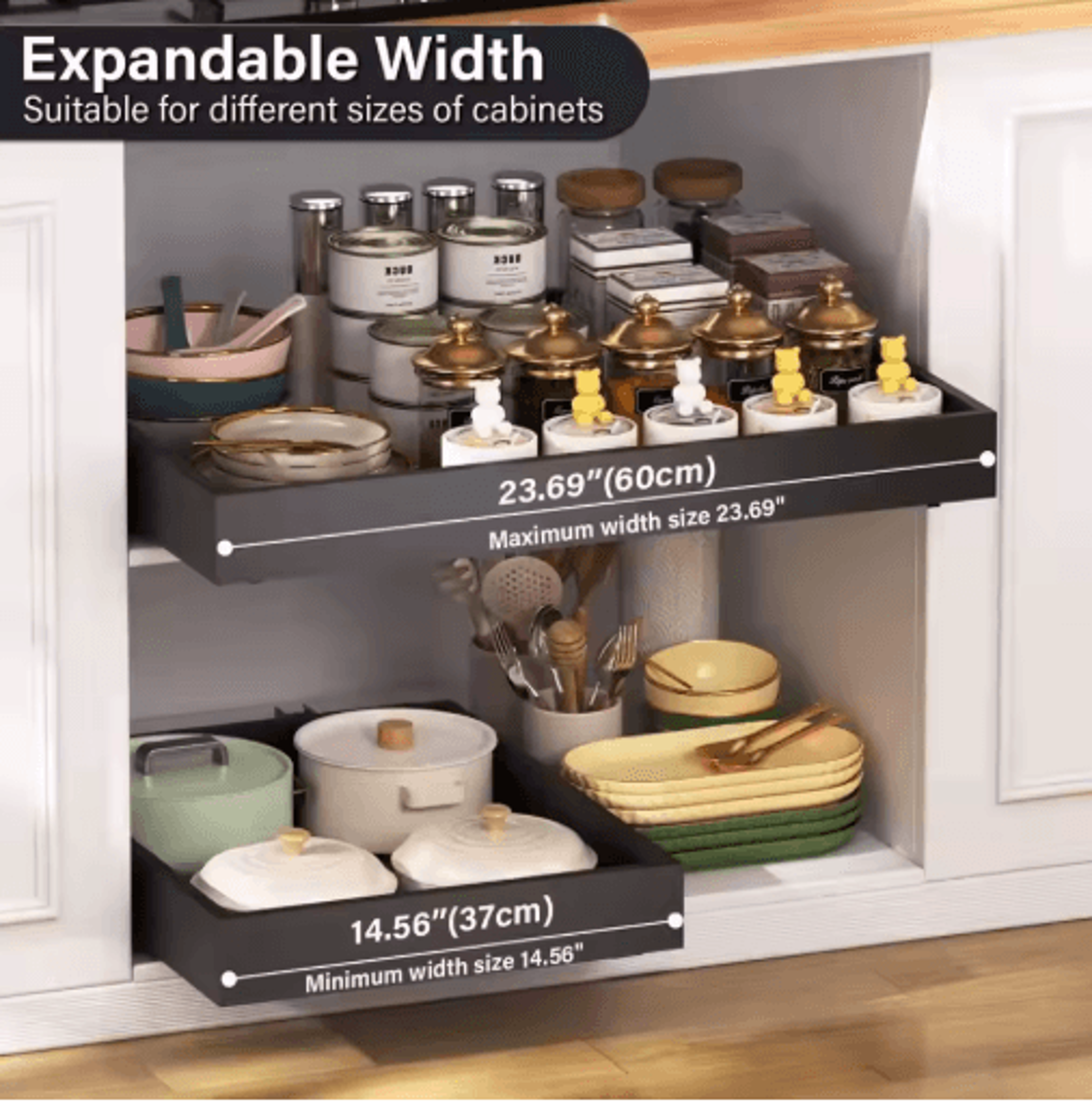 Expandable PullOut Cabinet Organizer Tray For Kitchen  UnderSink Storage 7