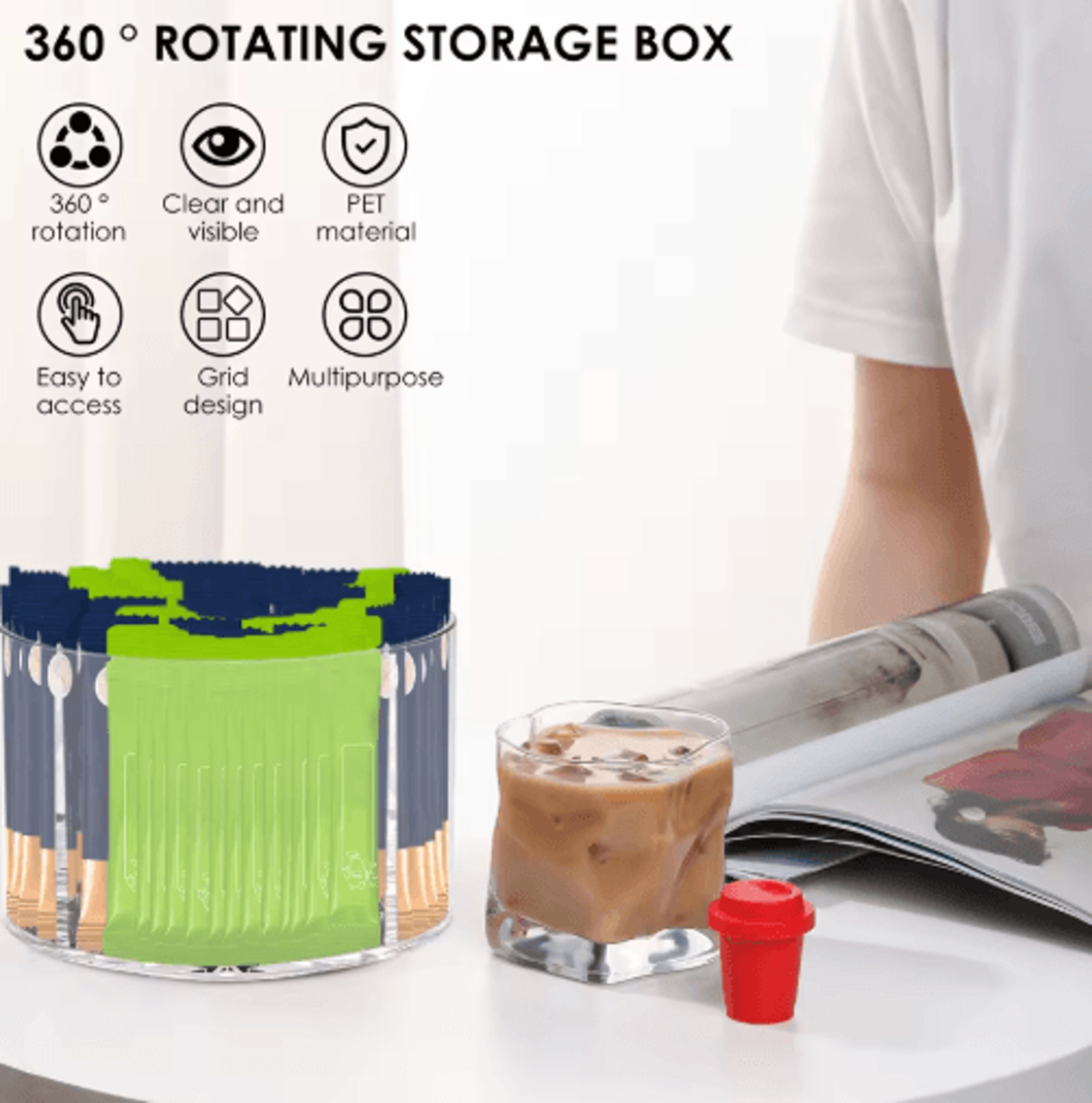 Rotating Spice  Flavor Packet Organizer Tray For Kitchen And Vanity Storage 7