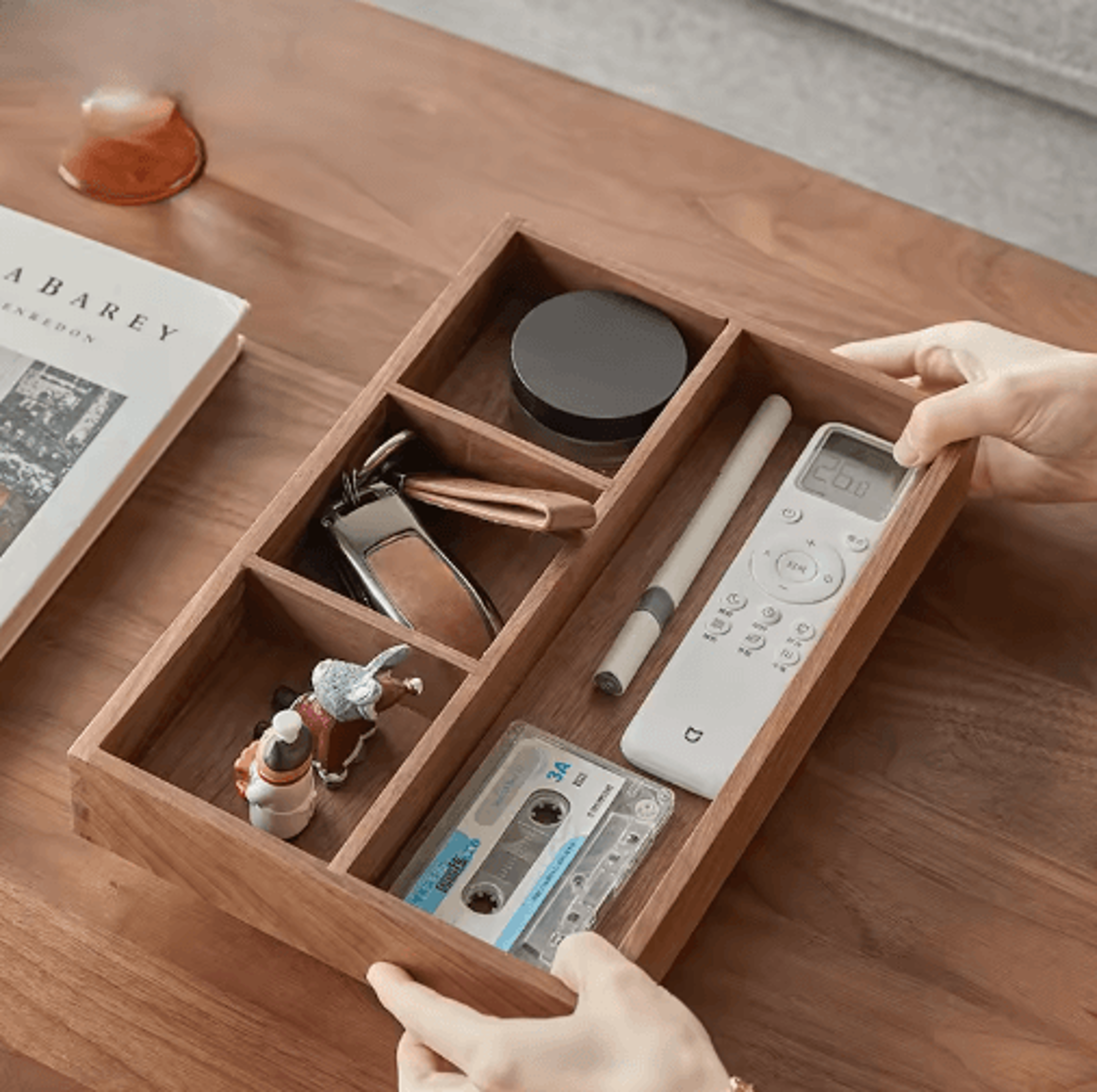 Solid Wood Desktop Organizer Tray For Keys Jewelry  Everyday Essentials 0
