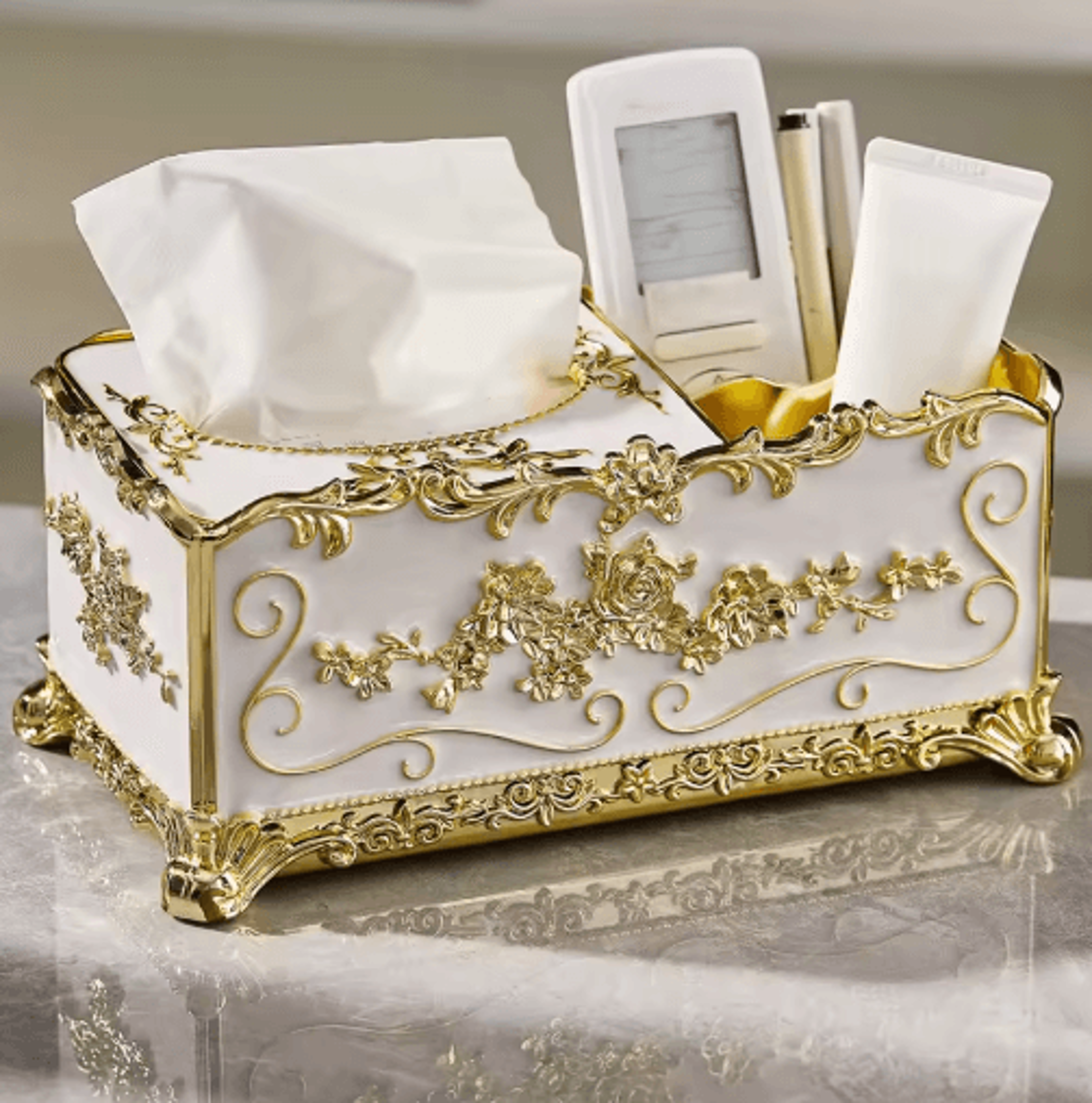 EuropeanStyle Tissue Box With Remote Control  Desktop Storage Organizer 6