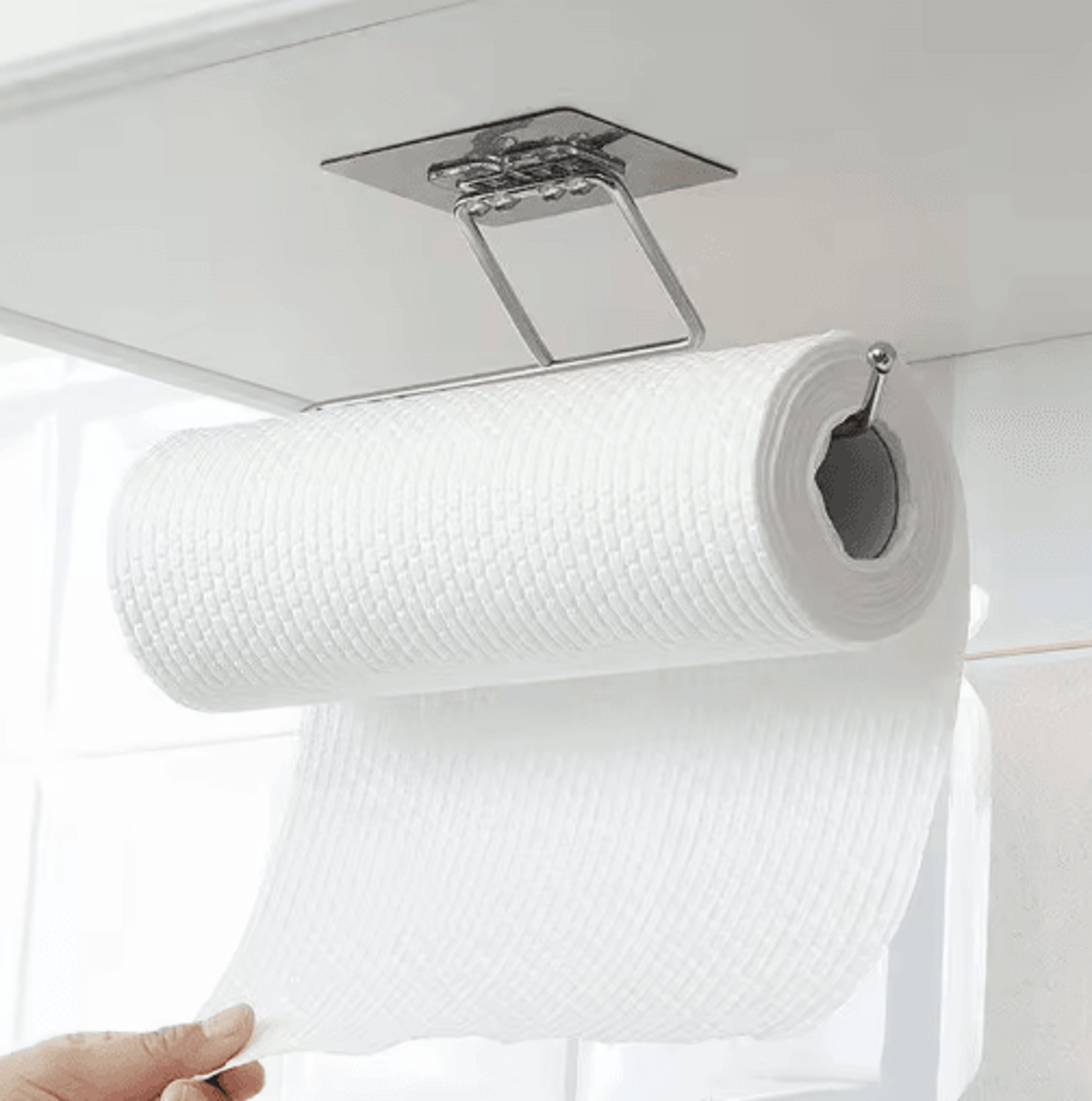 under-cabinet paper towel holder with self-adhesive mount