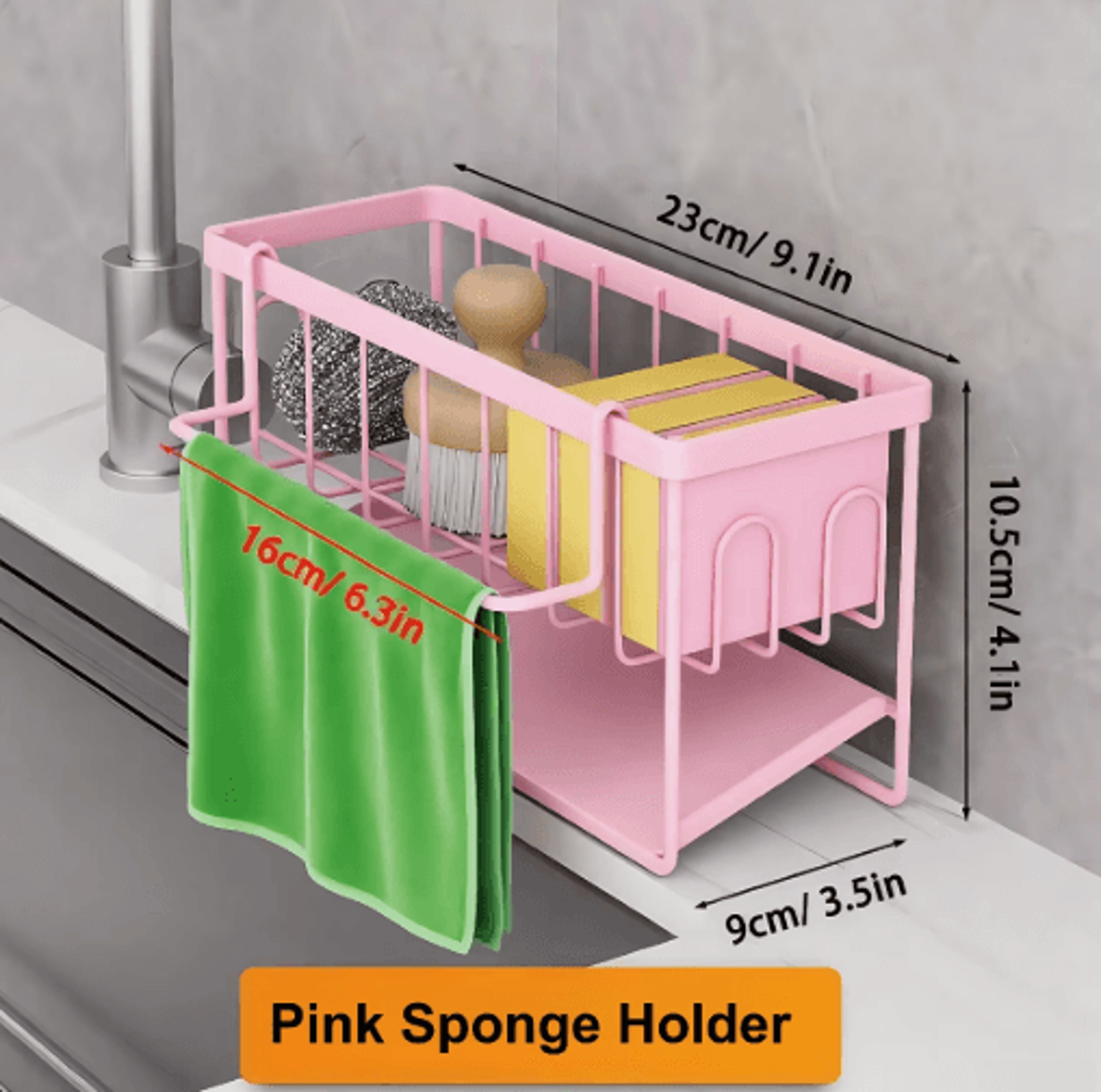 Kitchen Sink Caddy Organizer With Sponge Soap  Dishcloth Holder 6