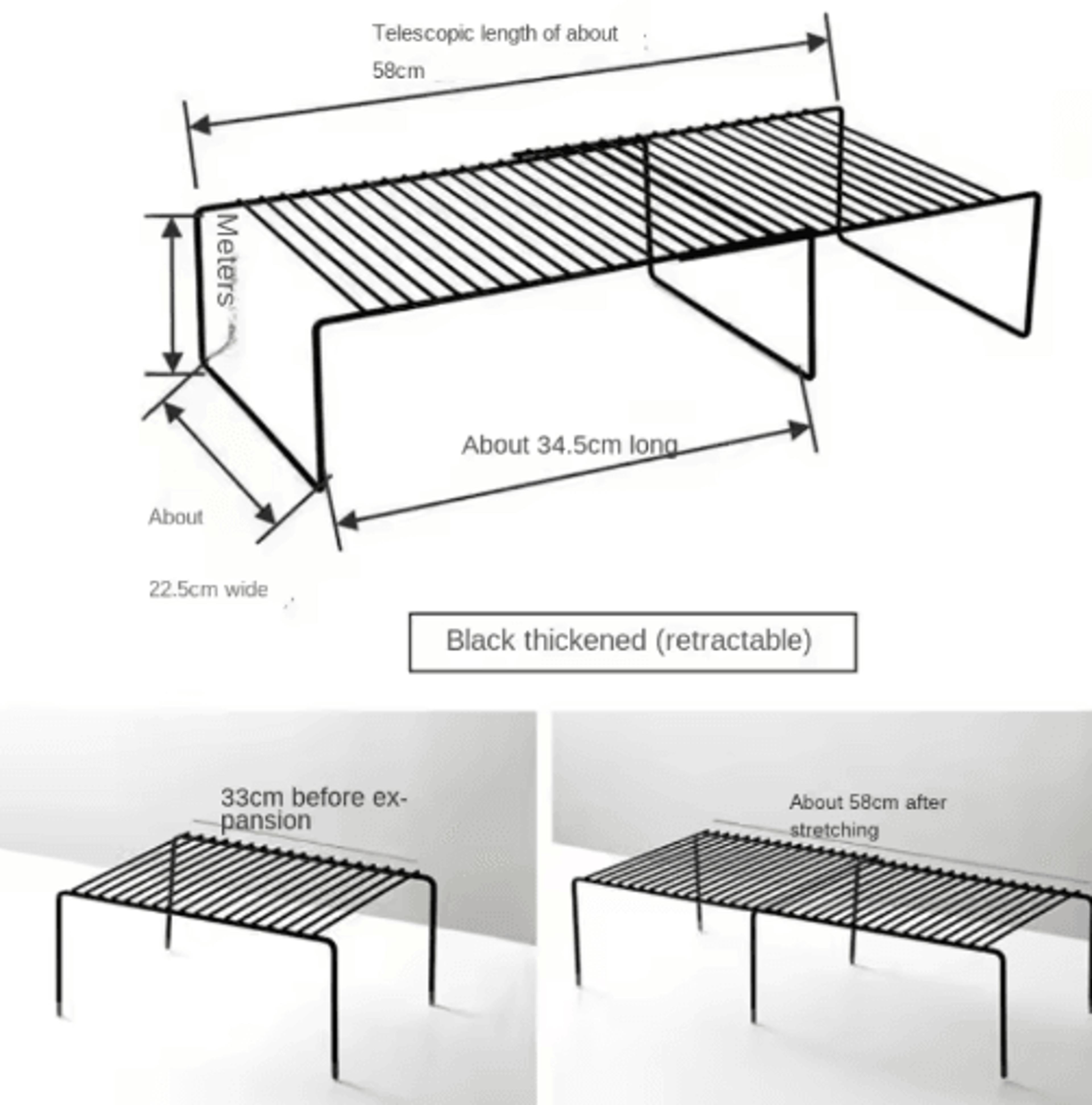 Adjustable Iron Kitchen Storage Shelf For Spices Cabinets  UnderSink Organization 3