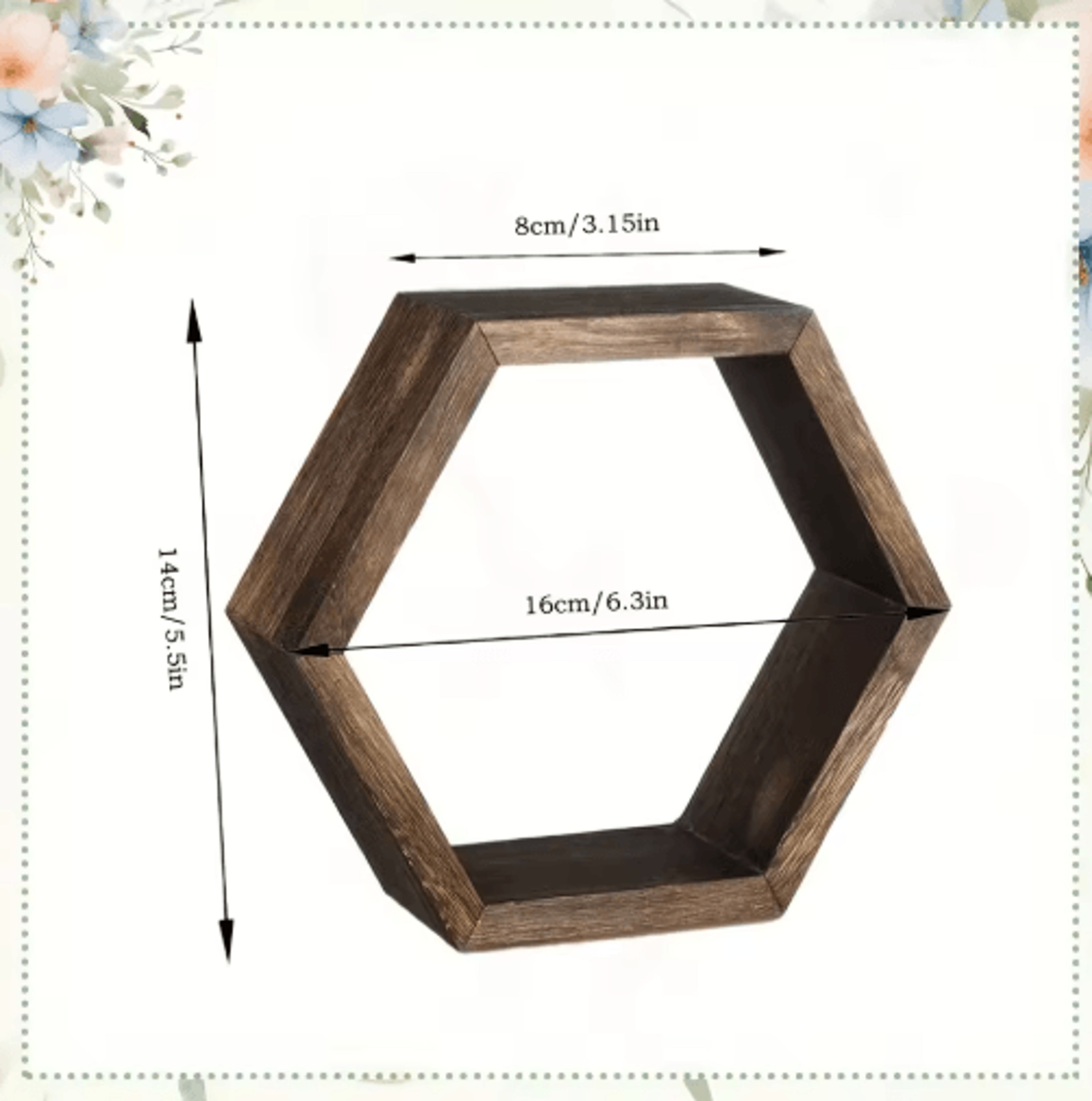 Hexagon Floating Wall Shelf For Stylish Home Storage  Decor 3
