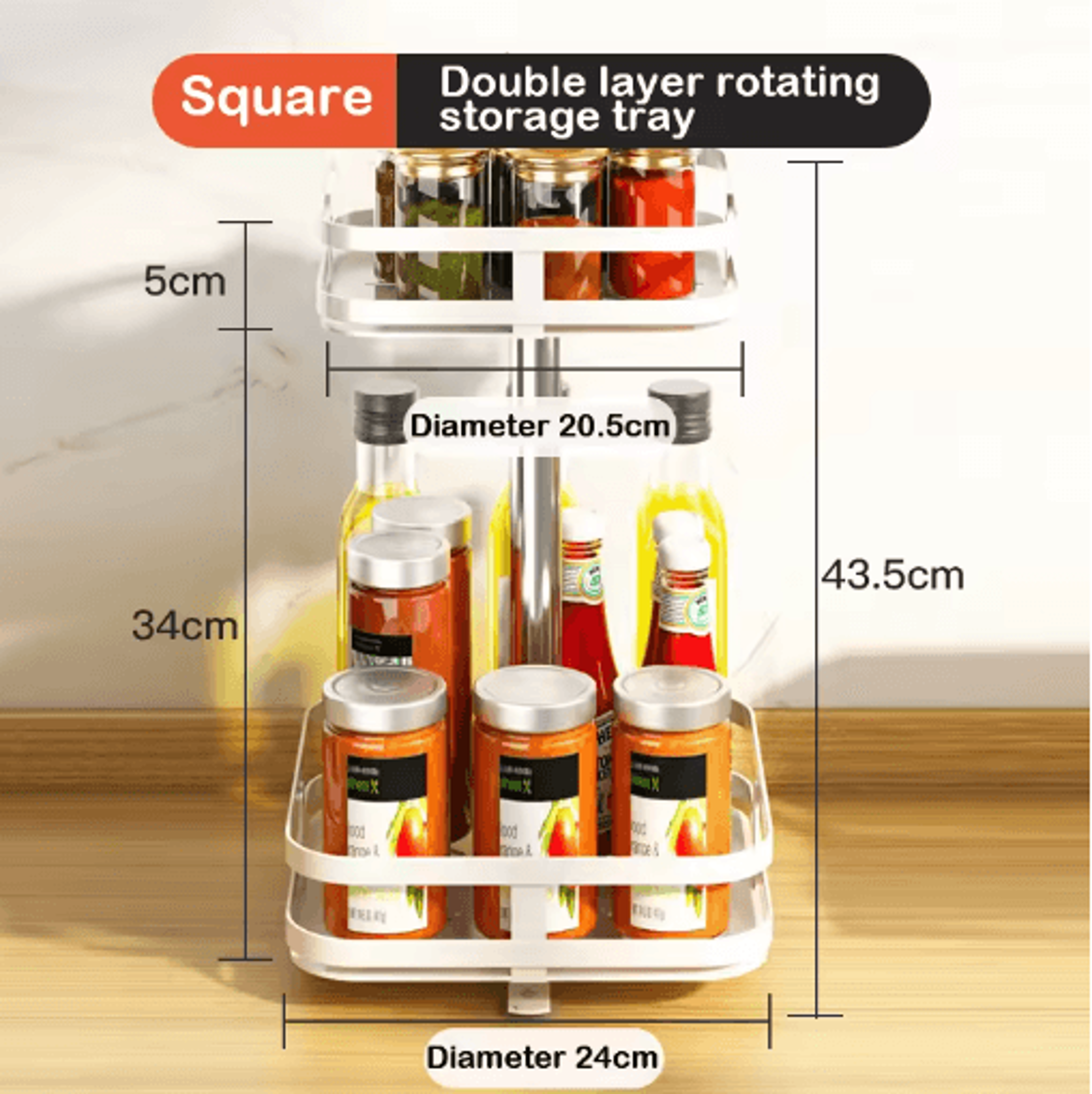 360 Rotating Kitchen Spice Rack Organizer For Countertop  Cabinet Storage 2