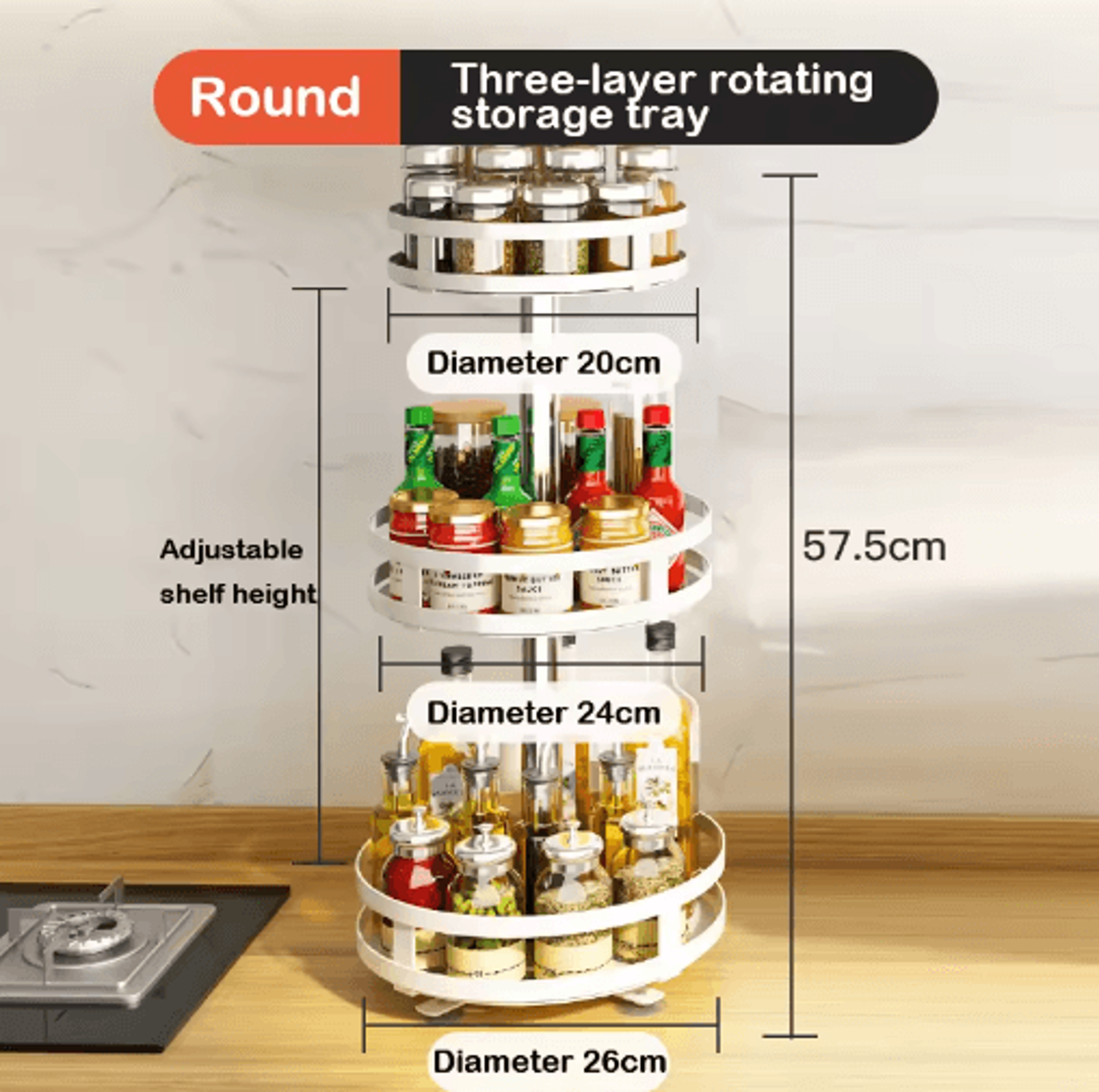 360 Rotating Kitchen Spice Rack Organizer For Countertop  Cabinet Storage 4