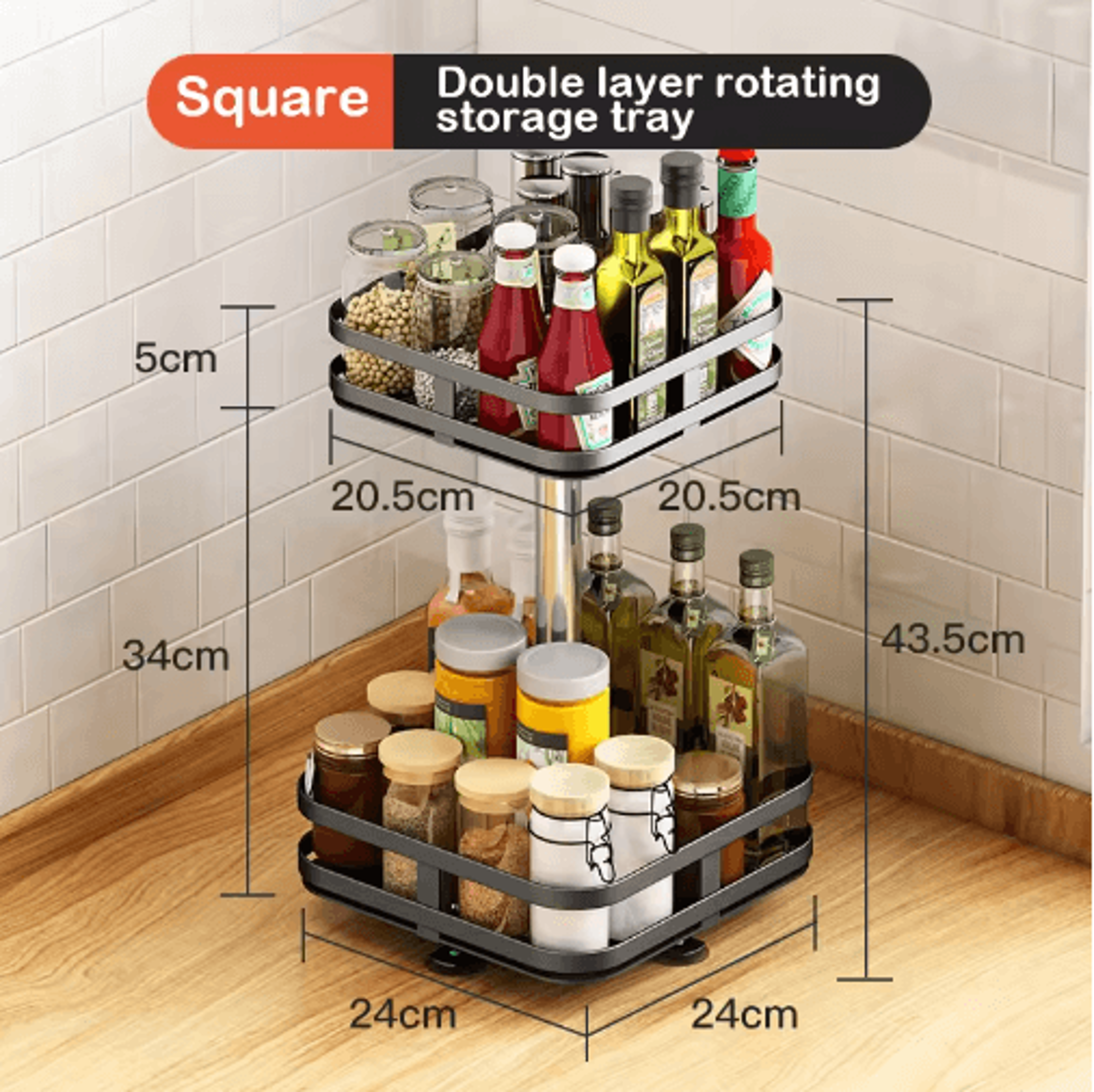 360 Rotating Kitchen Spice Rack Organizer For Countertop  Cabinet Storage 8