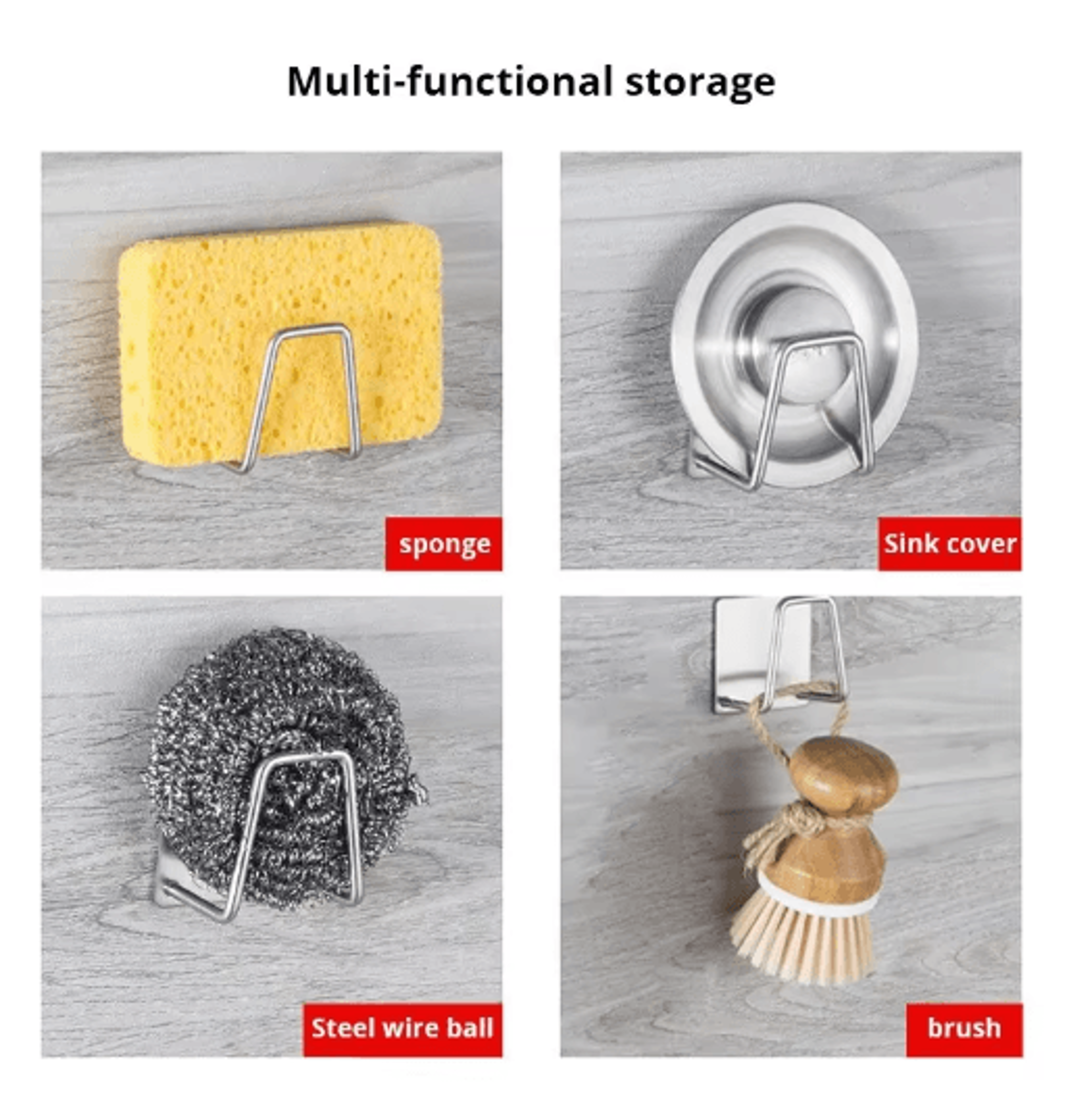 Stainless Steel Sink Sponge Holder Drain Rack Kitchen Organizer 7