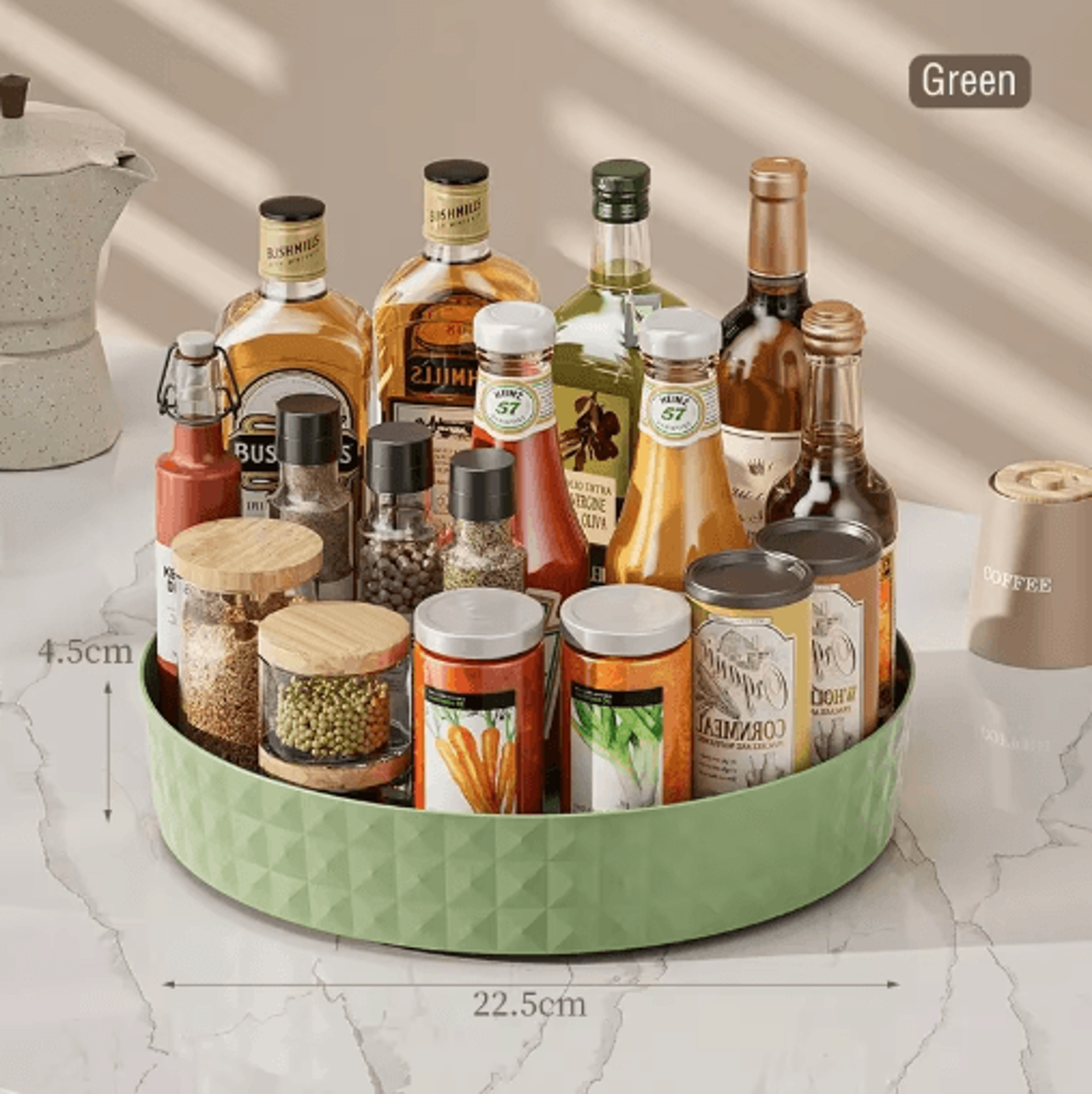 360 Rotating Spice Rack Organizer  NonSlip Kitchen  Cosmetic Storage Tray 6