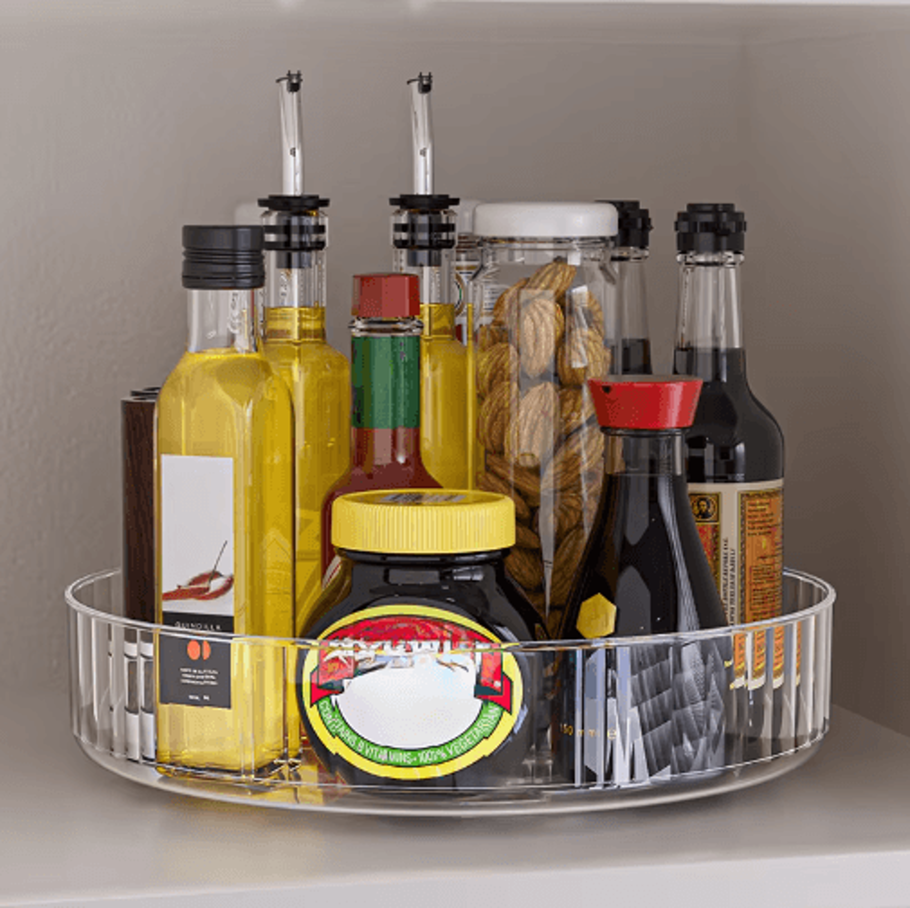 360 Rotating Lazy Susan Organizer  Clear Fridge  Kitchen Storage Tray 7