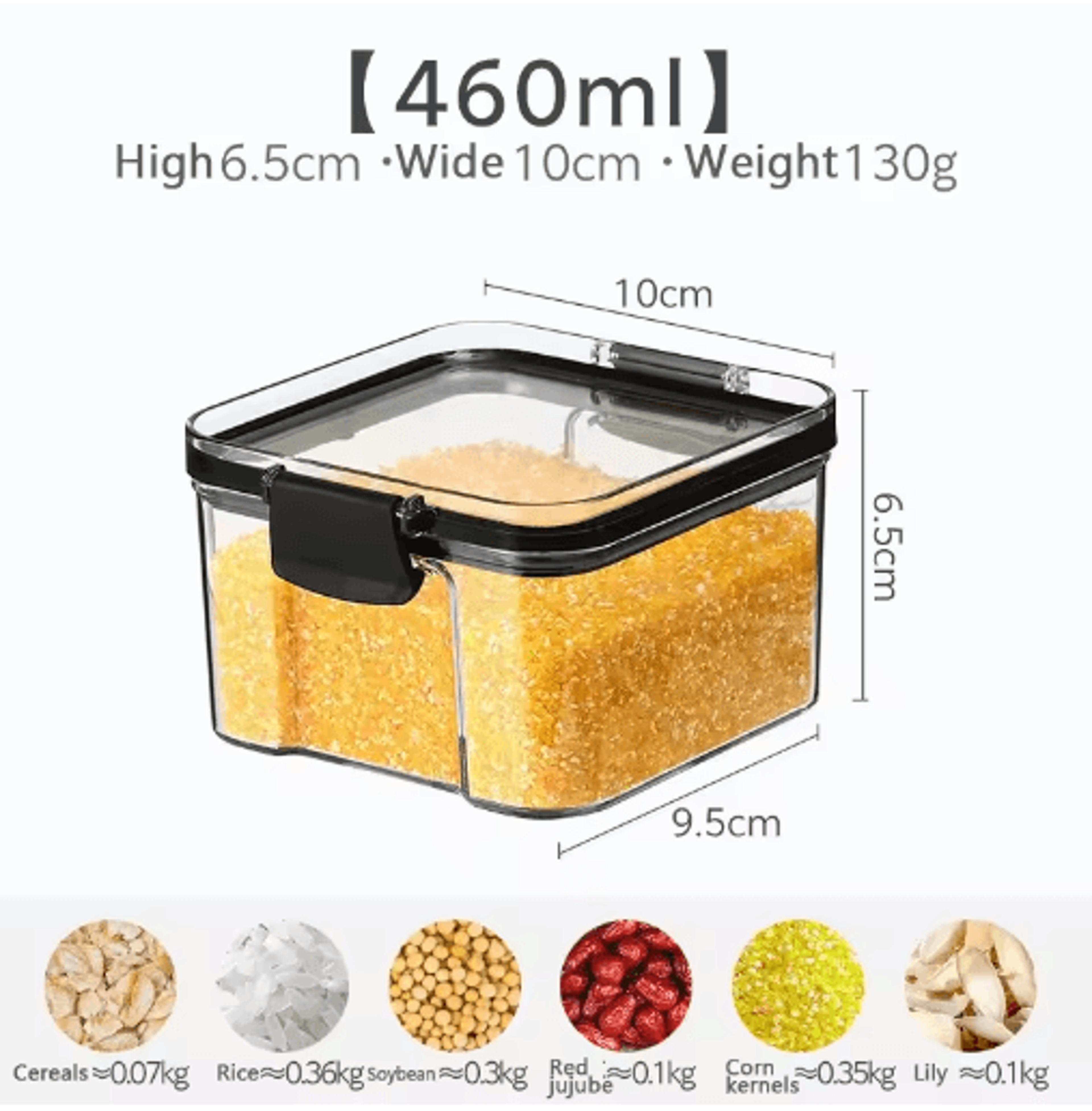 Airtight Food Storage Container  Transparent Square Grain  Pantry Jar 4601800ml 20