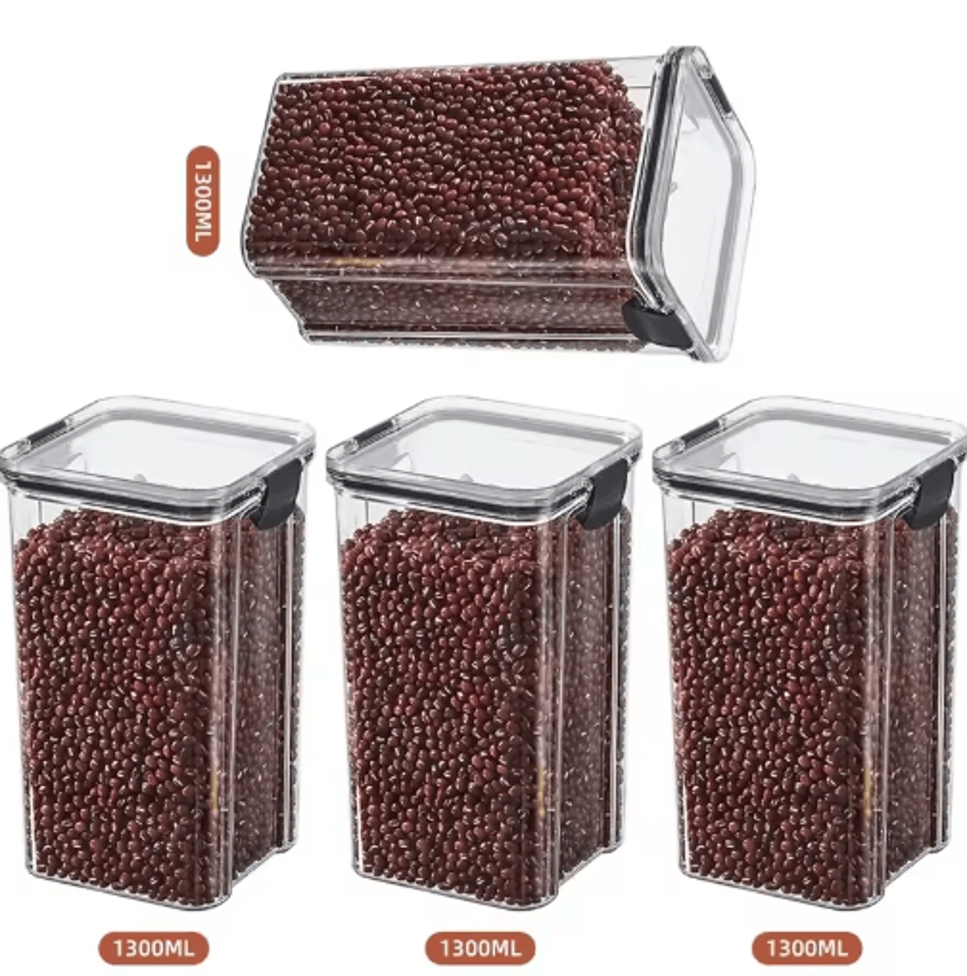 Airtight Food Storage Container  Transparent Square Grain  Pantry Jar 4601800ml 13