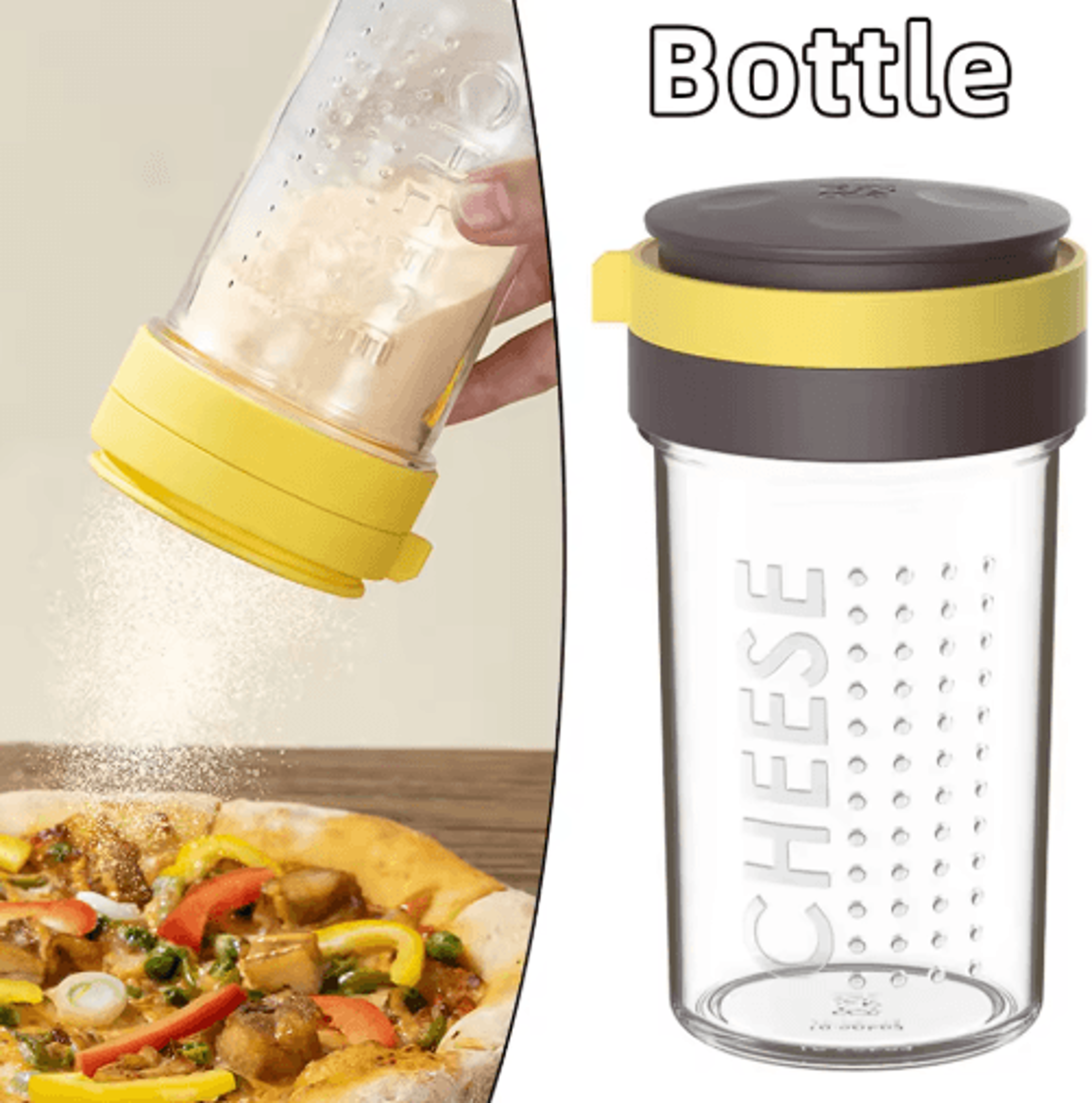 clear cheese & spice shaker bottle – seasoning dispenser with lid