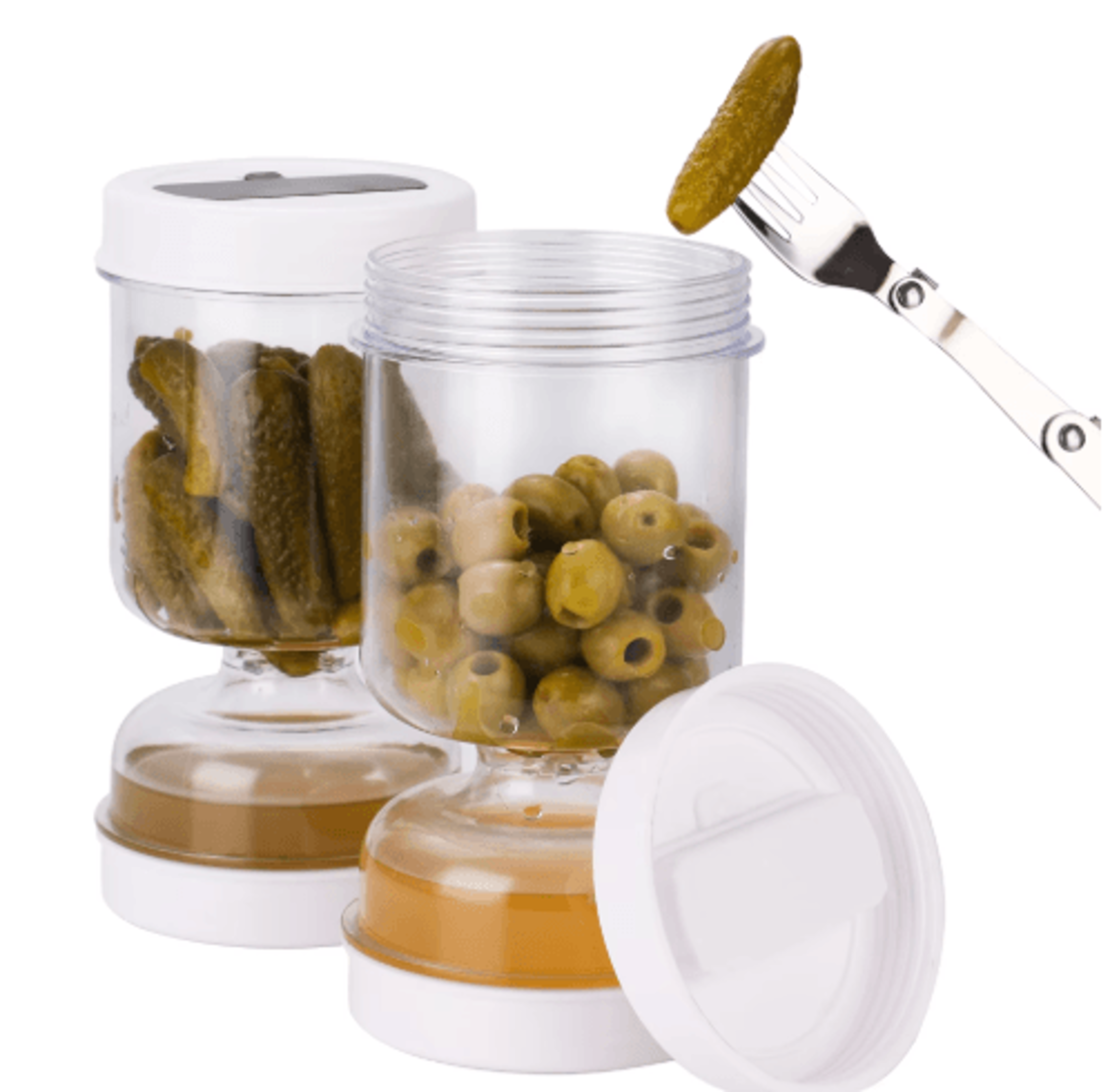 Olive  Pickle Strainer Jar  Flip Hourglass Airtight Food Storage Container 6