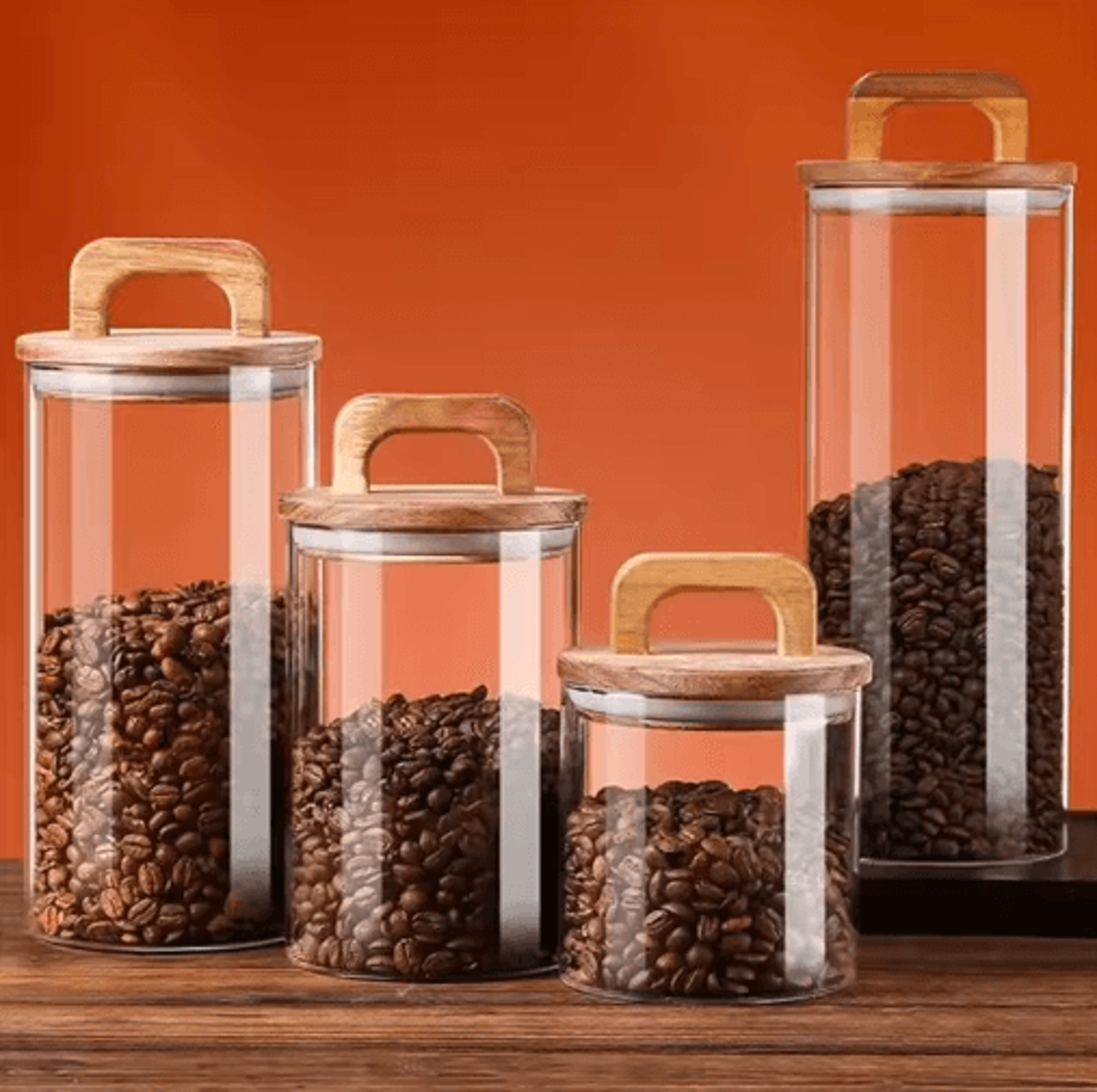 clear glass storage jar with bamboo lid – airtight canister for coffee, tea & pantry essentials