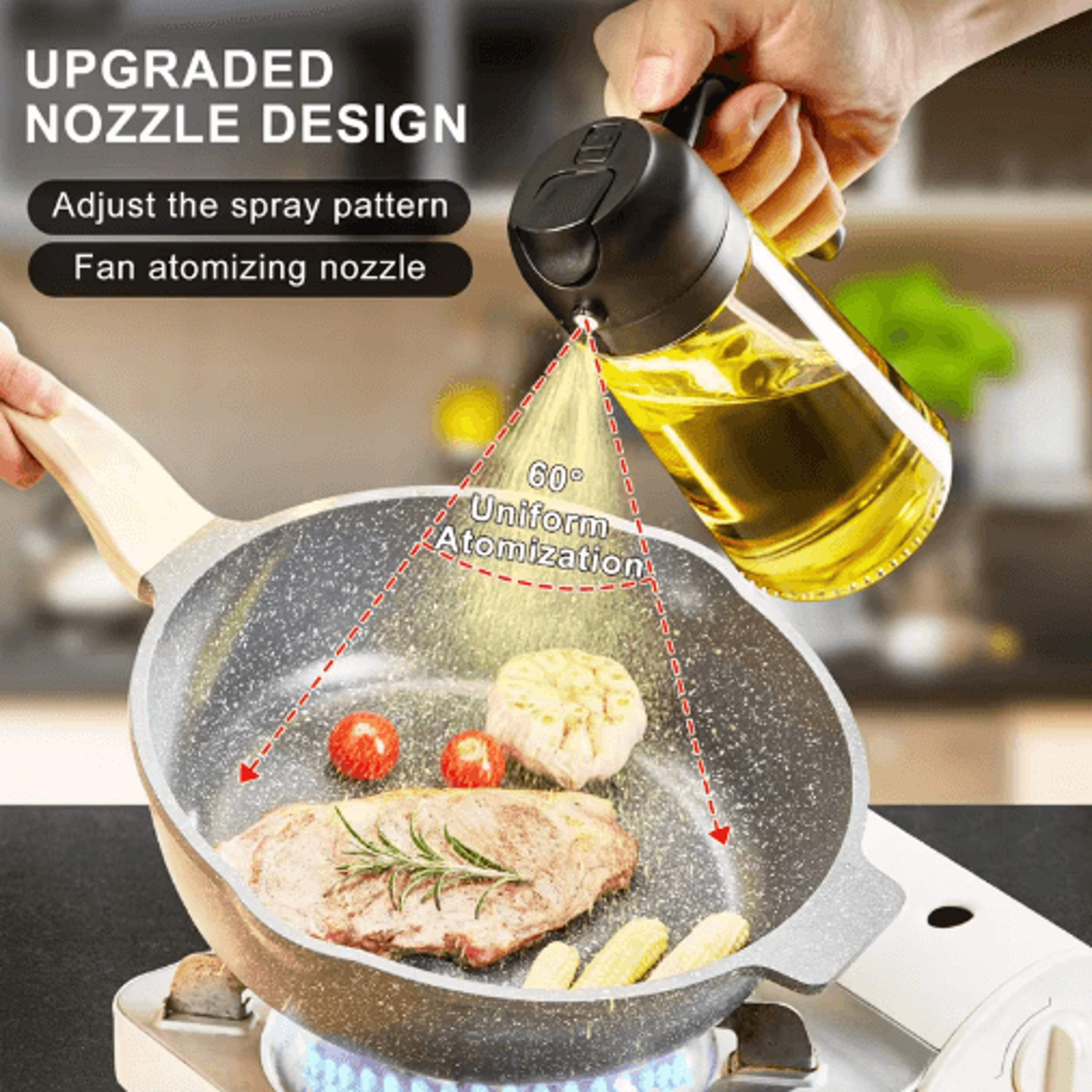 2-in-1 500ml oil sprayer bottle – refillable olive oil dispenser for cooking & bbq