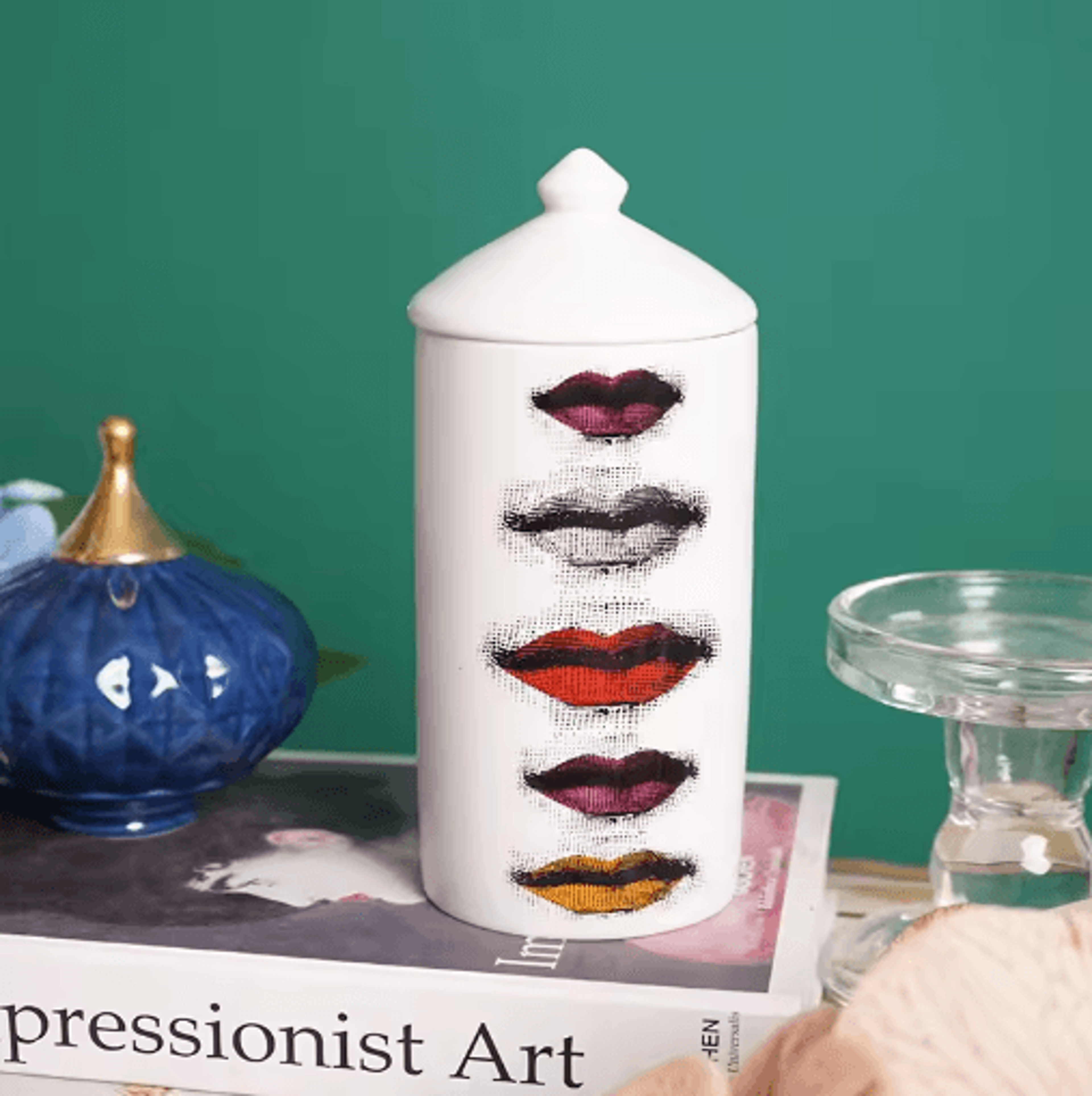 modern ceramic storage jar – decorative jewelry, cotton swab & candle holder