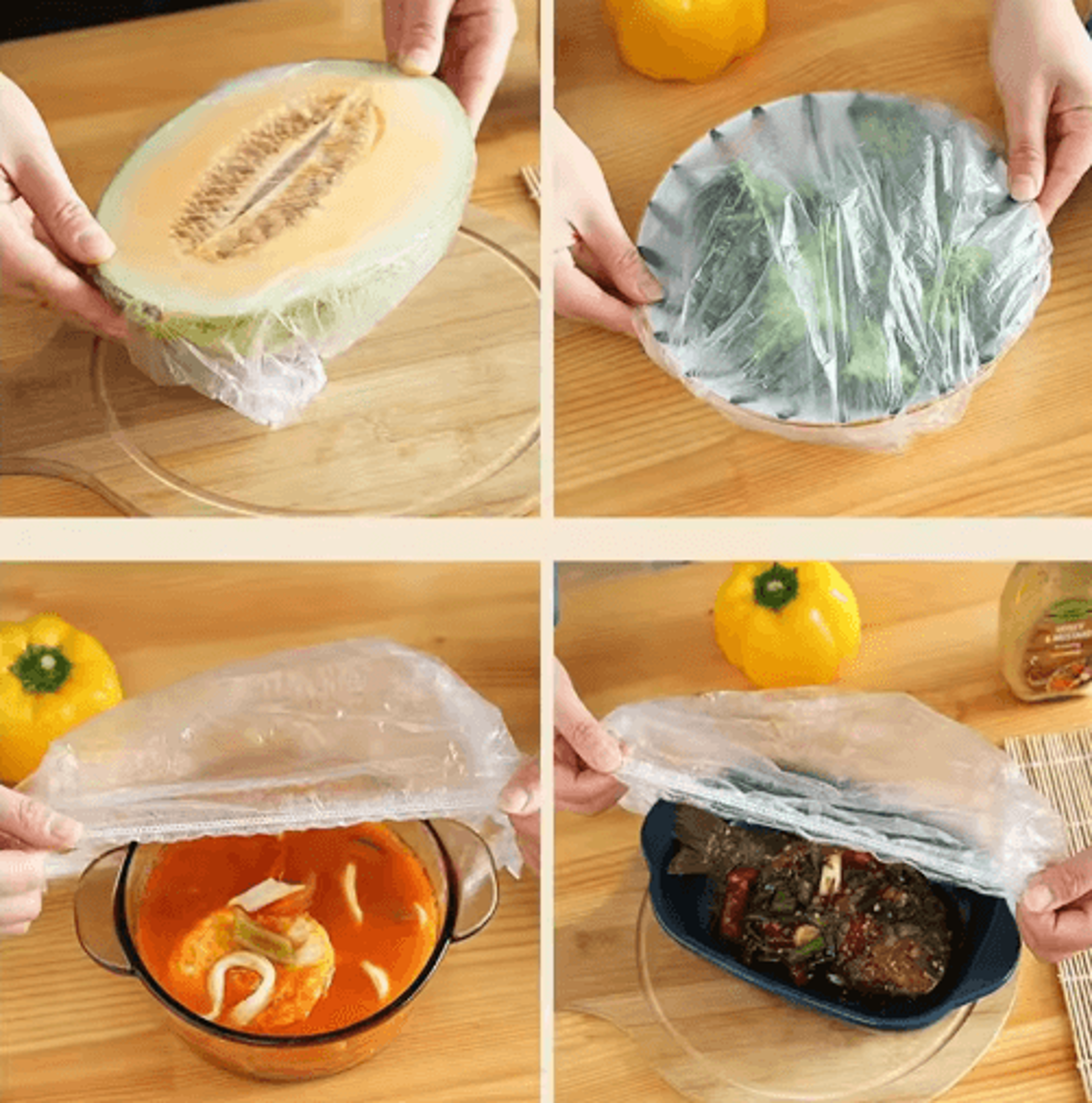 Disposable Elastic Food Covers  Stretch Plastic Wrap For Bowls Fruits  Food Storage 1