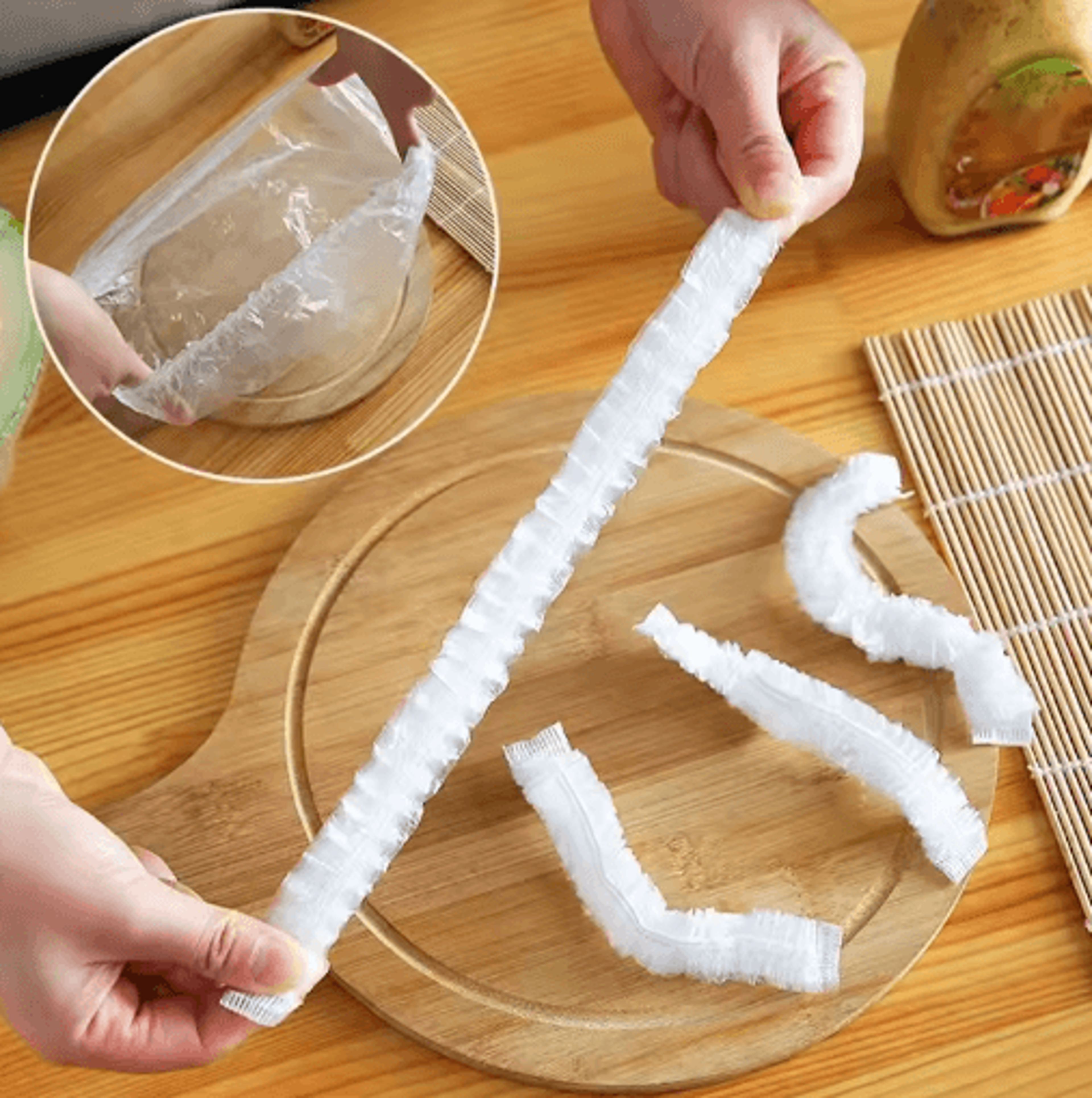 Disposable Elastic Food Covers  Stretch Plastic Wrap For Bowls Fruits  Food Storage 5