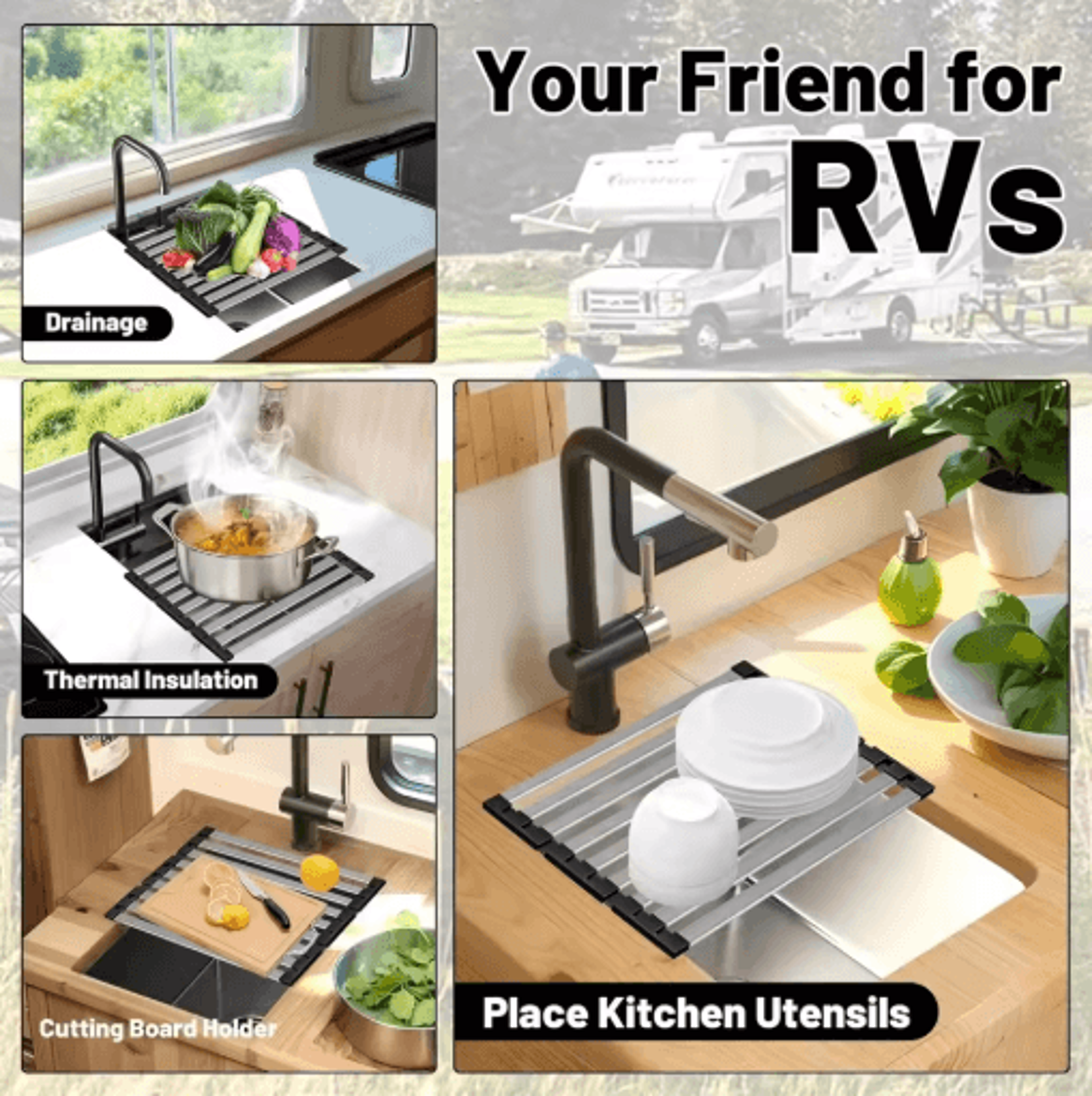304 Stainless Steel OvertheSink Dish Drying Rack  Foldable  Expandable Drain Basket 3