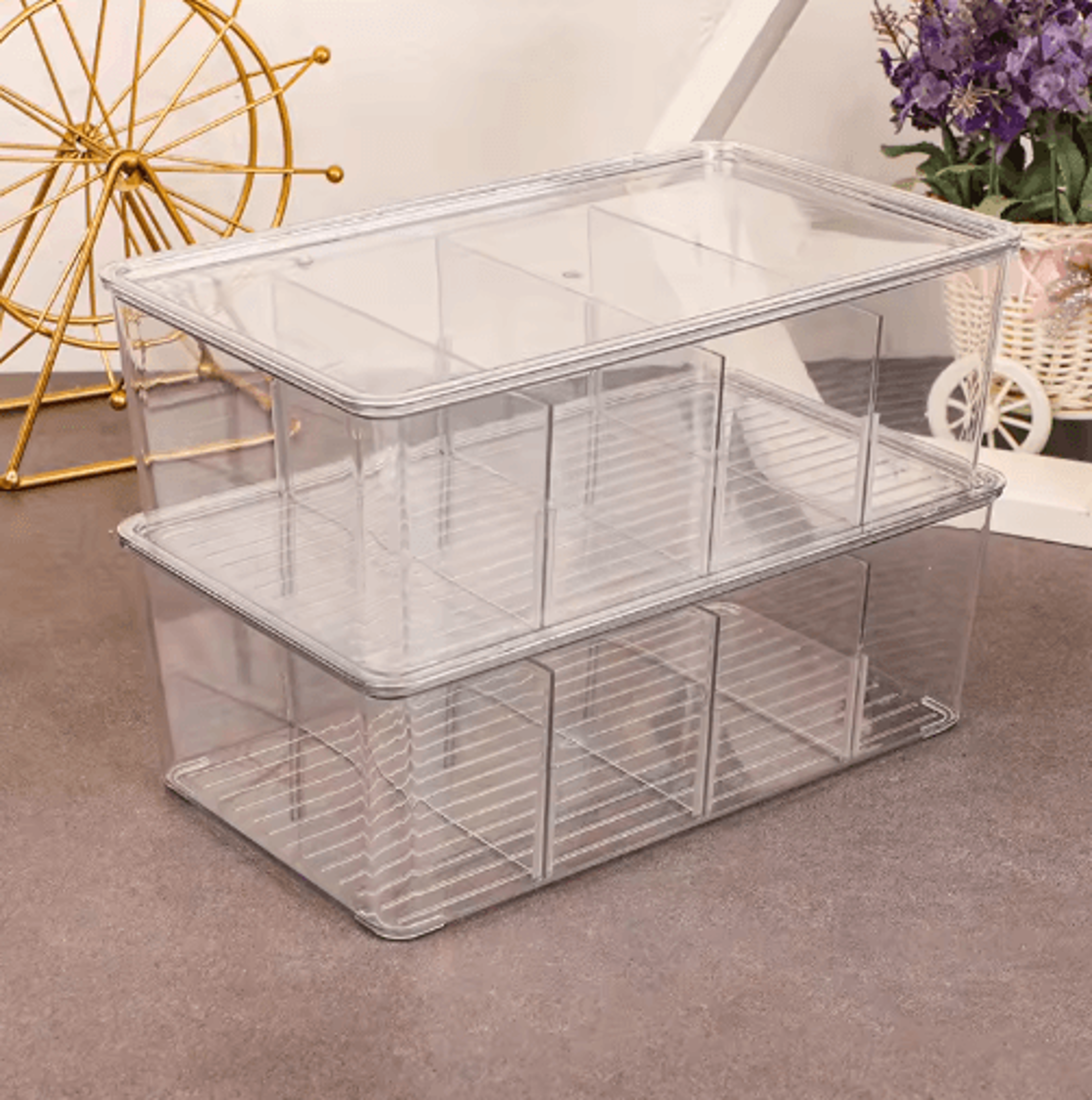 Acrylic Transparent Tea Bag Storage Box With Lid  MultiCompartment Tea Bag Organizer  Coffee Condim 5