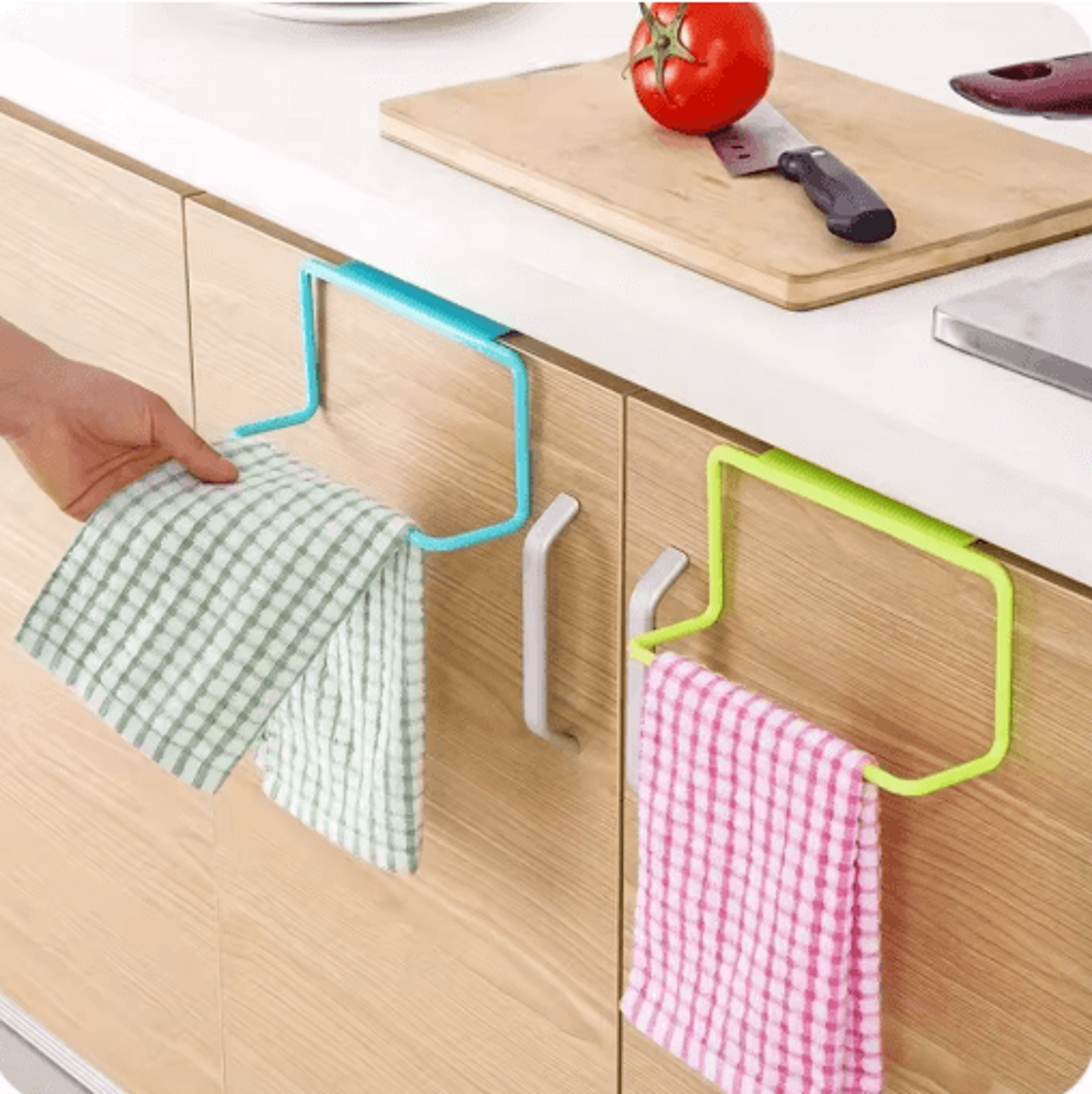 Plastic Cabinet Door Towel Rack  Hanging Kitchen Towel Holder  Multifunction Cupboard Organizer 7