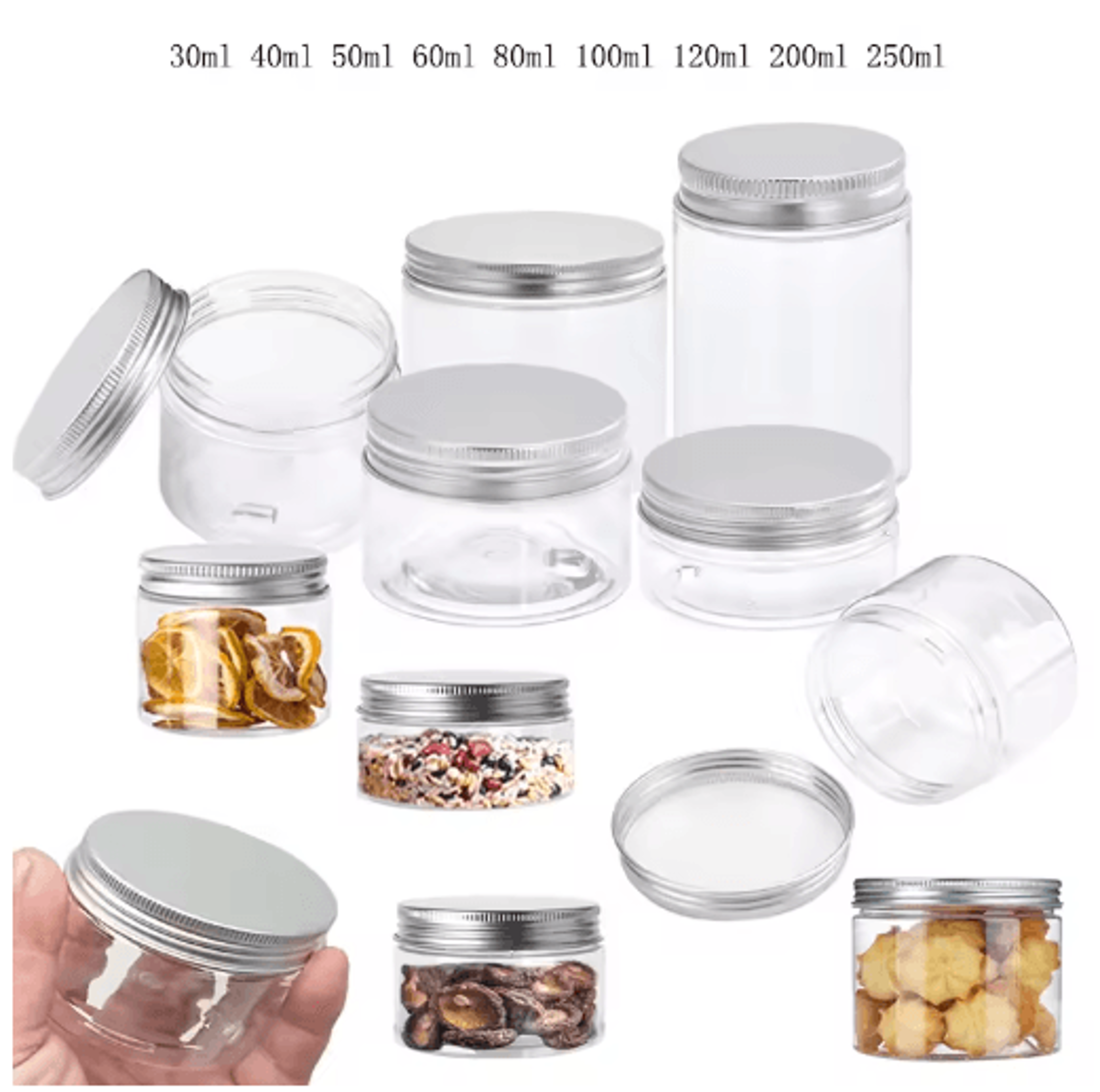 Aluminum Storage Jars With Lids  Refillable Cosmetic  Food Travel Containers 20250ml 0