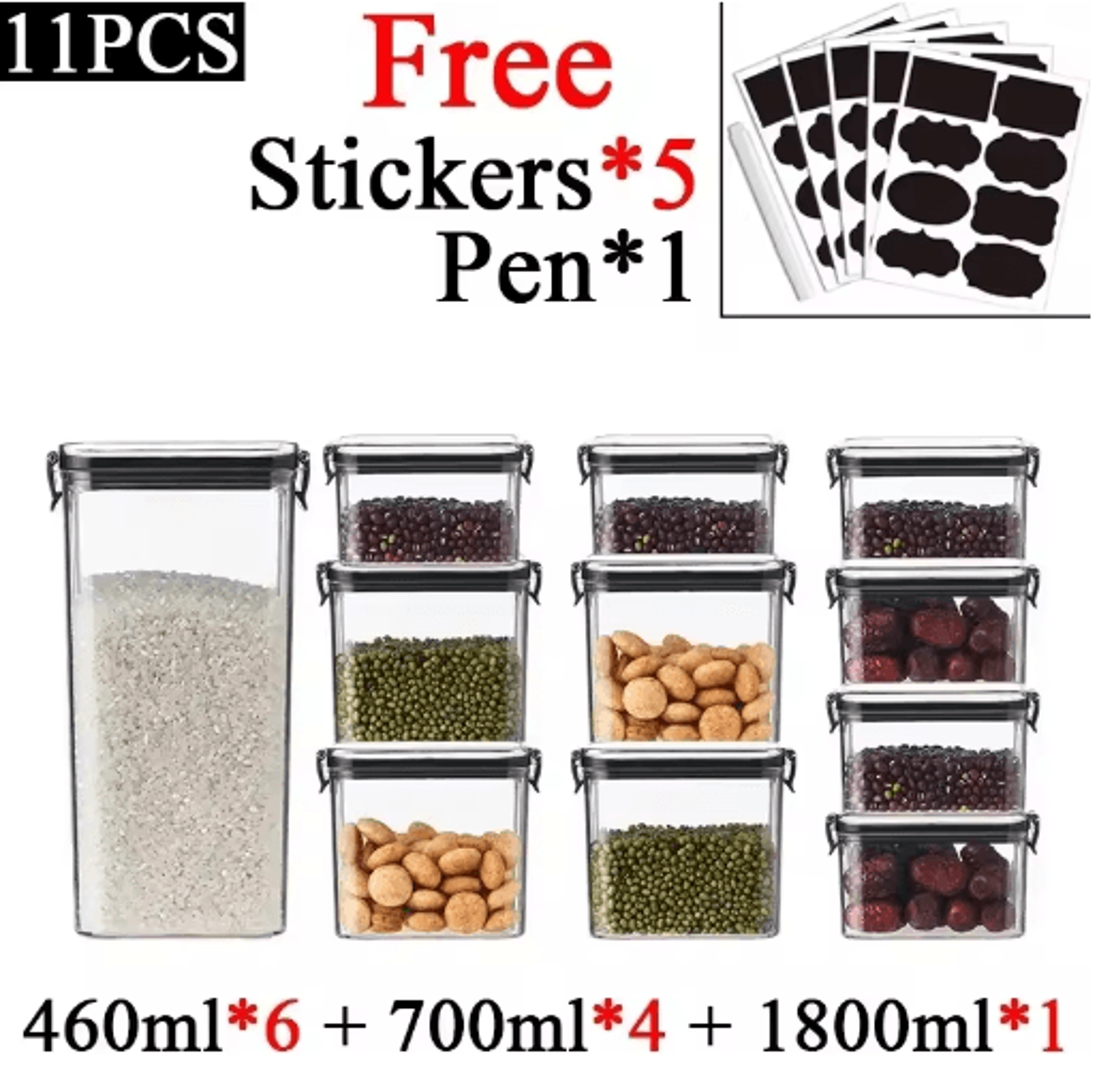 Stackable Airtight Food Storage Containers Set  Sealed Kitchen Storage Jars For Grains Tea  Dry Foo 1