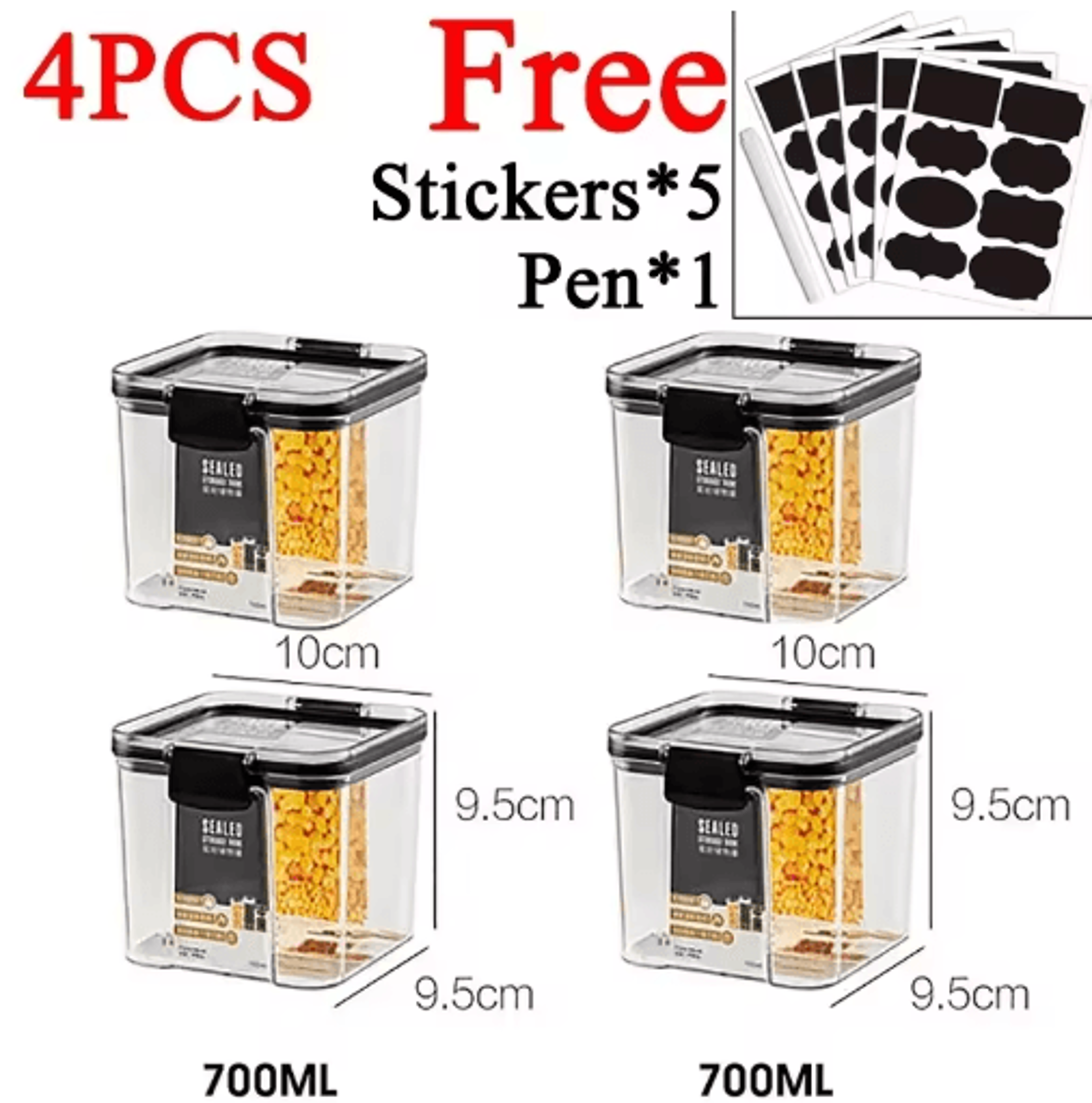 Stackable Airtight Food Storage Containers Set  Sealed Kitchen Storage Jars For Grains Tea  Dry Foo 9