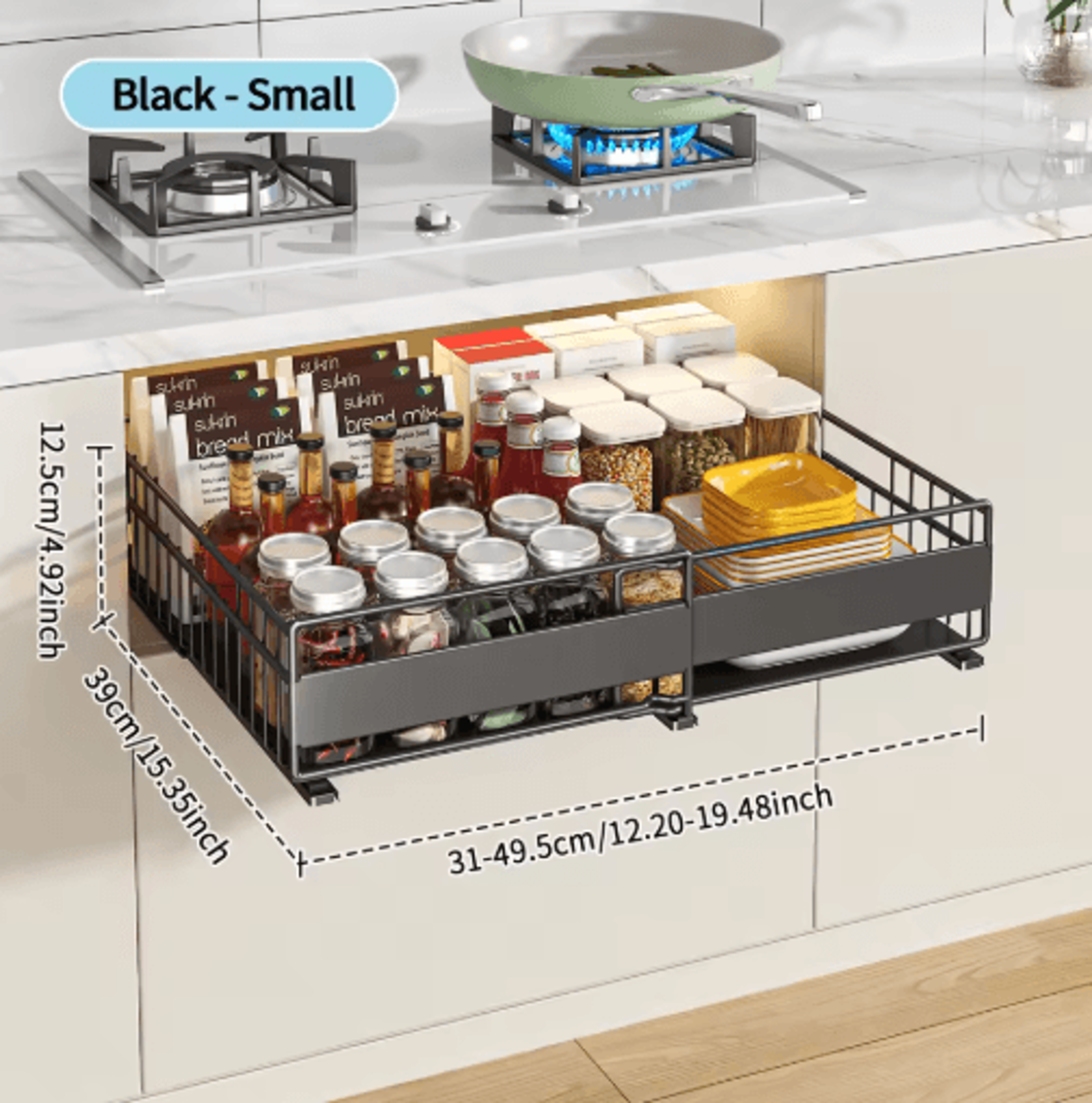 Retractable Pull Out Cabinet Organizer  PunchFree Under Sink Storage Rack With Sliding Drawer Baske 4