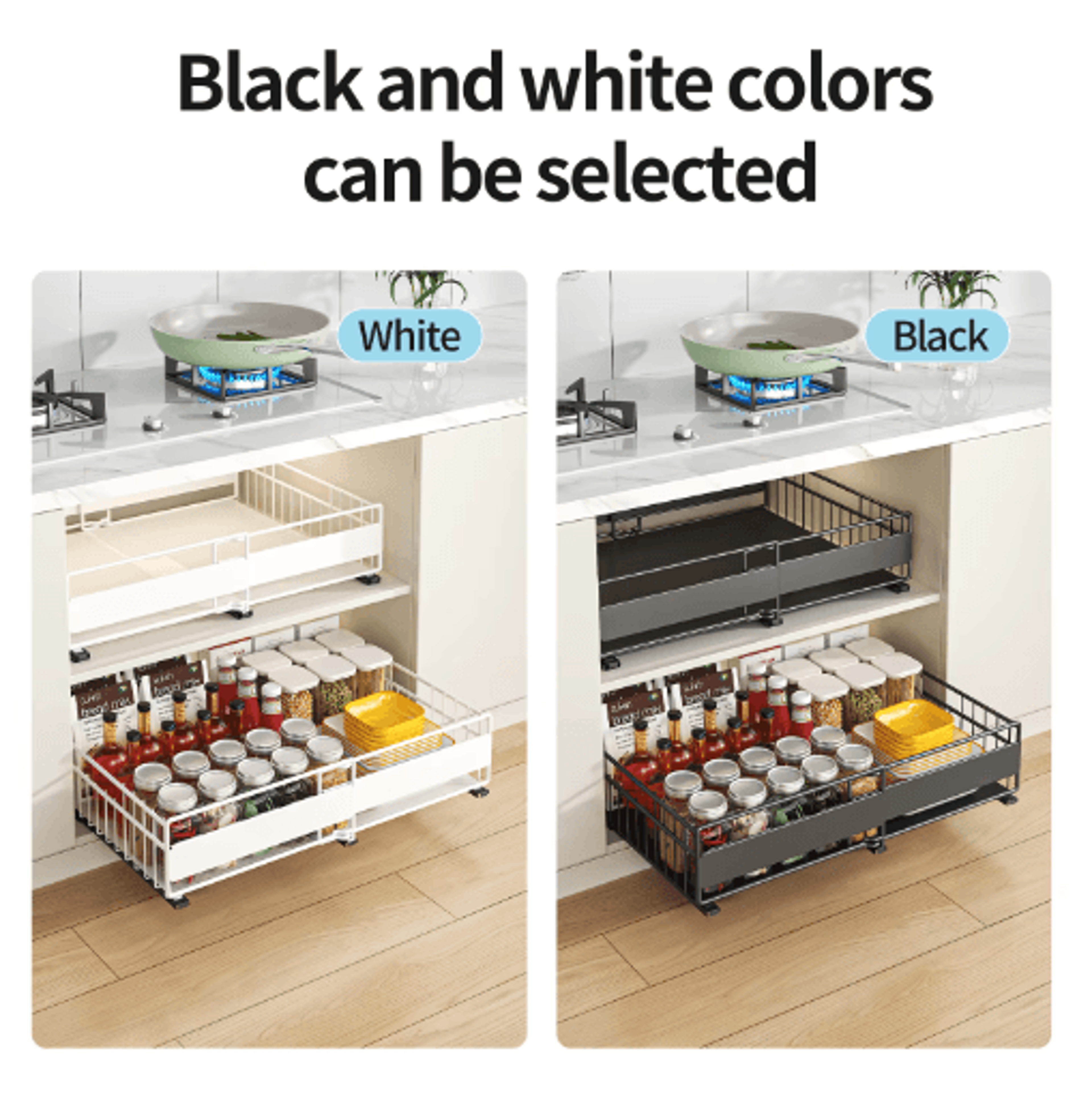 Retractable Pull Out Cabinet Organizer  PunchFree Under Sink Storage Rack With Sliding Drawer Baske 6