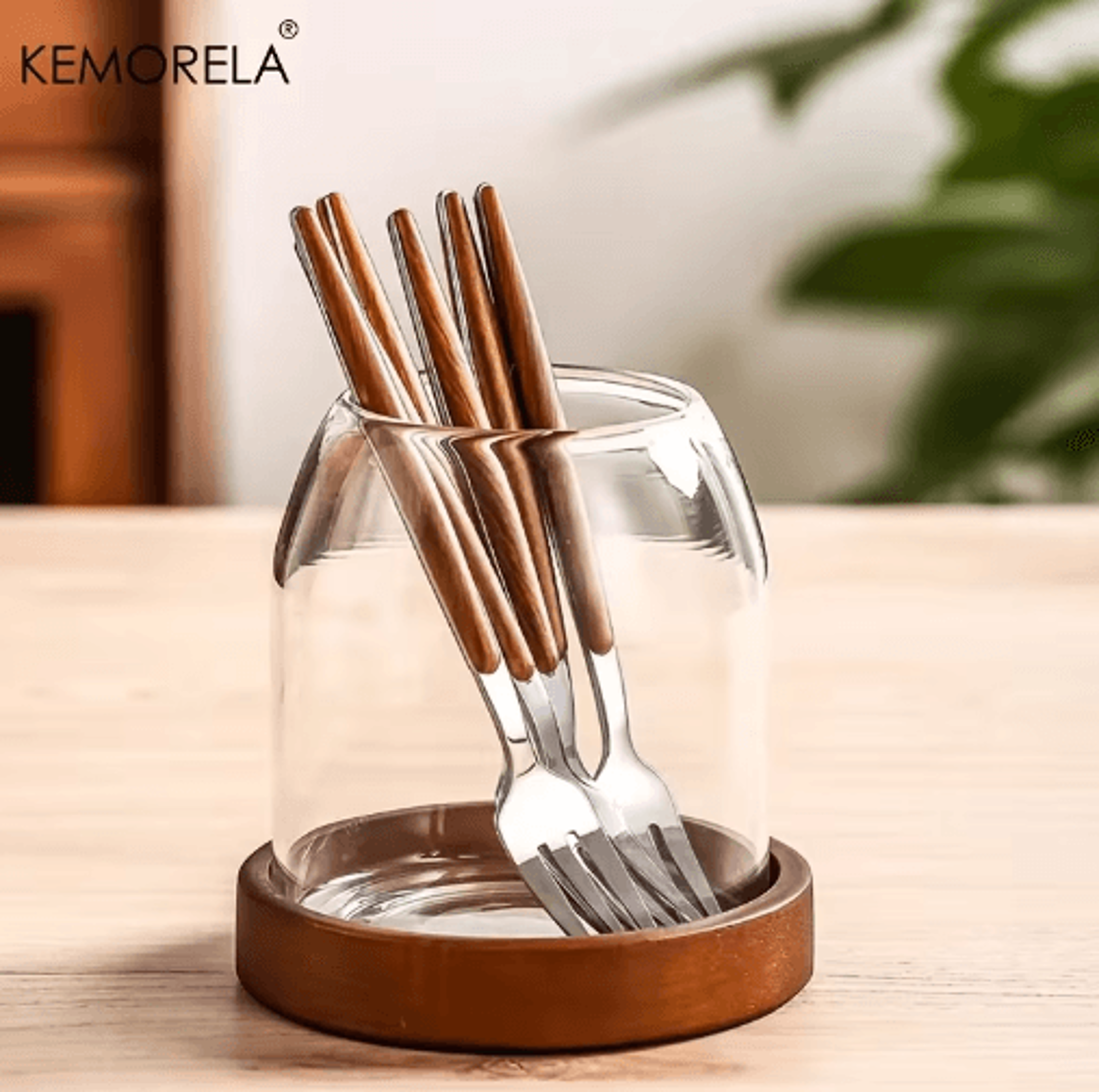 KEMORELA Utensil Holder With Drain Tray Chopstick Knife  Cutlery Organizer For Kitchen Countertops 6