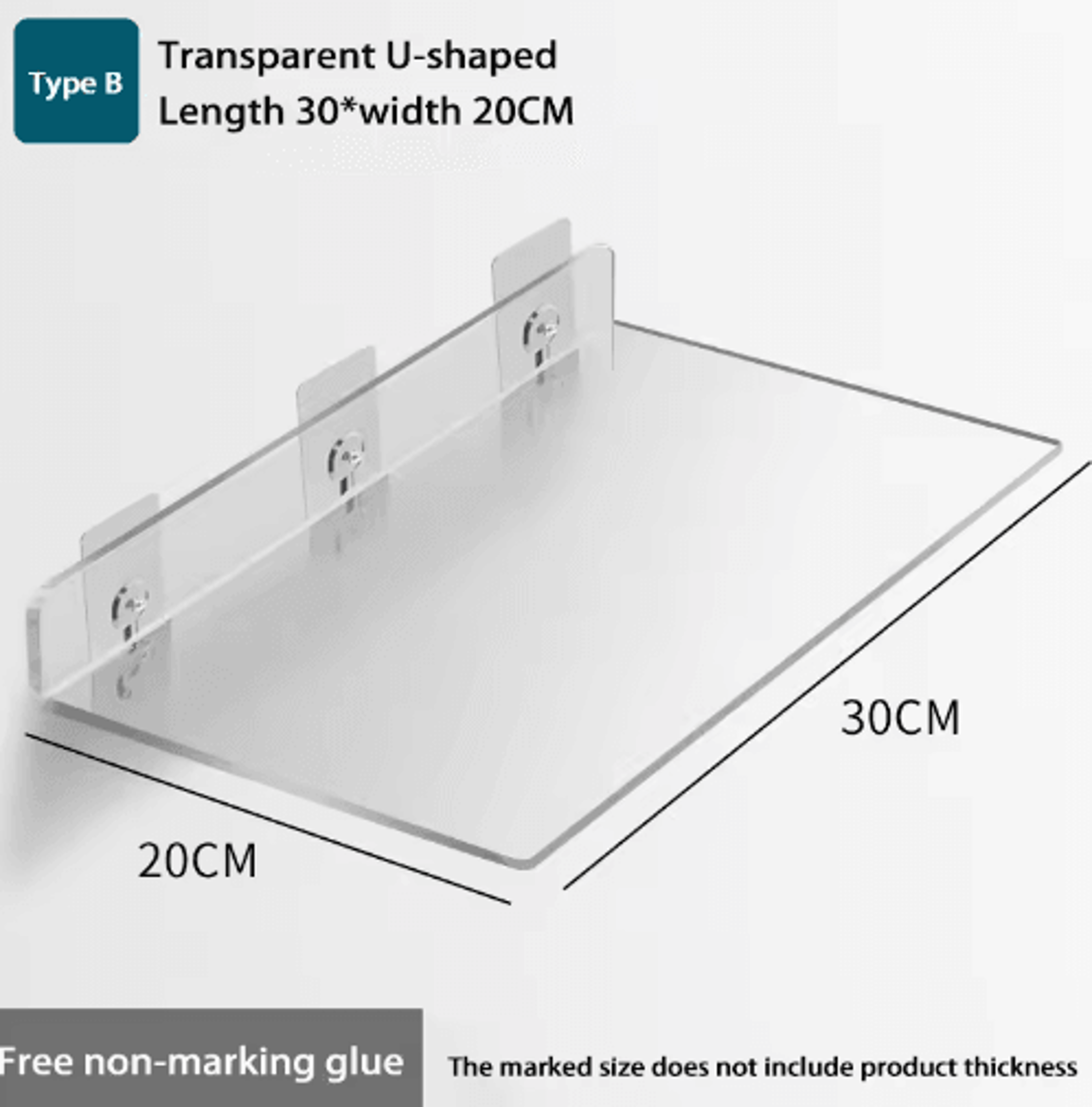 SelfAdhesive Wall Mounted Storage Shelf  Removable Bathroom  Kitchen Organizer Rack 6