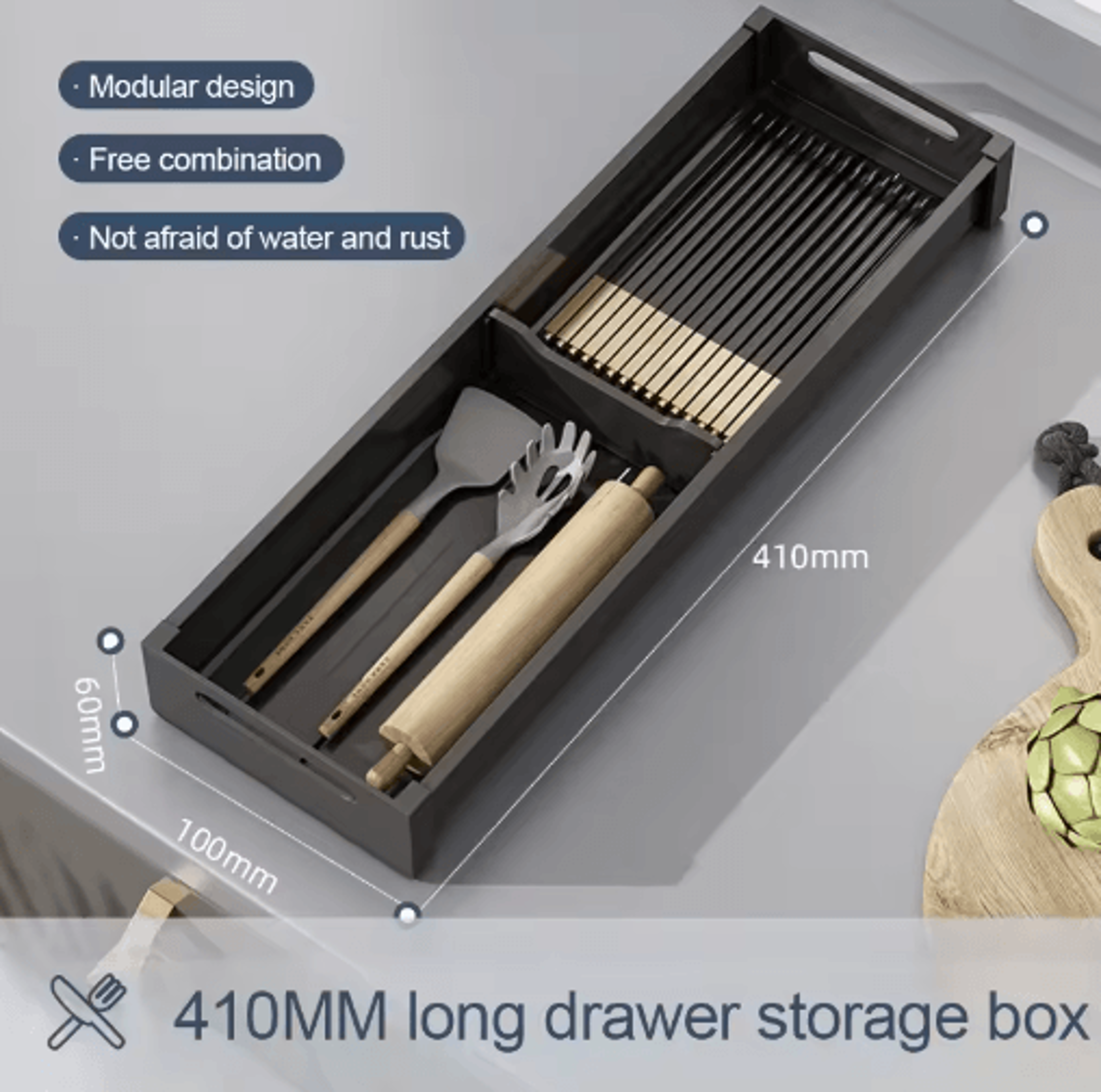 Adjustable Retractable Dish Drying Rack Under Cabinet Kitchen Dish Organizer With Spoon  Chopstick  11