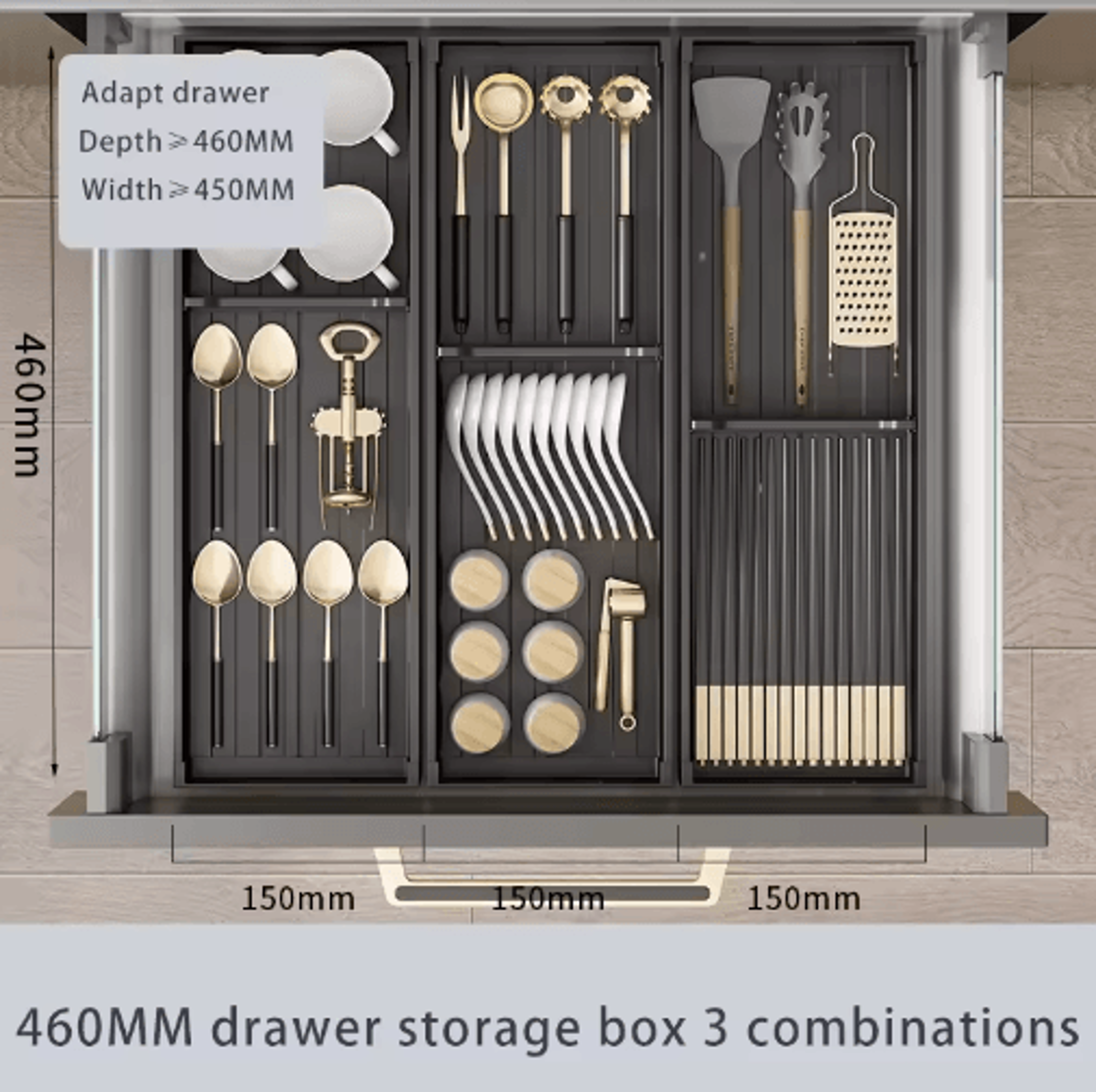 Adjustable Retractable Dish Drying Rack Under Cabinet Kitchen Dish Organizer With Spoon  Chopstick  4