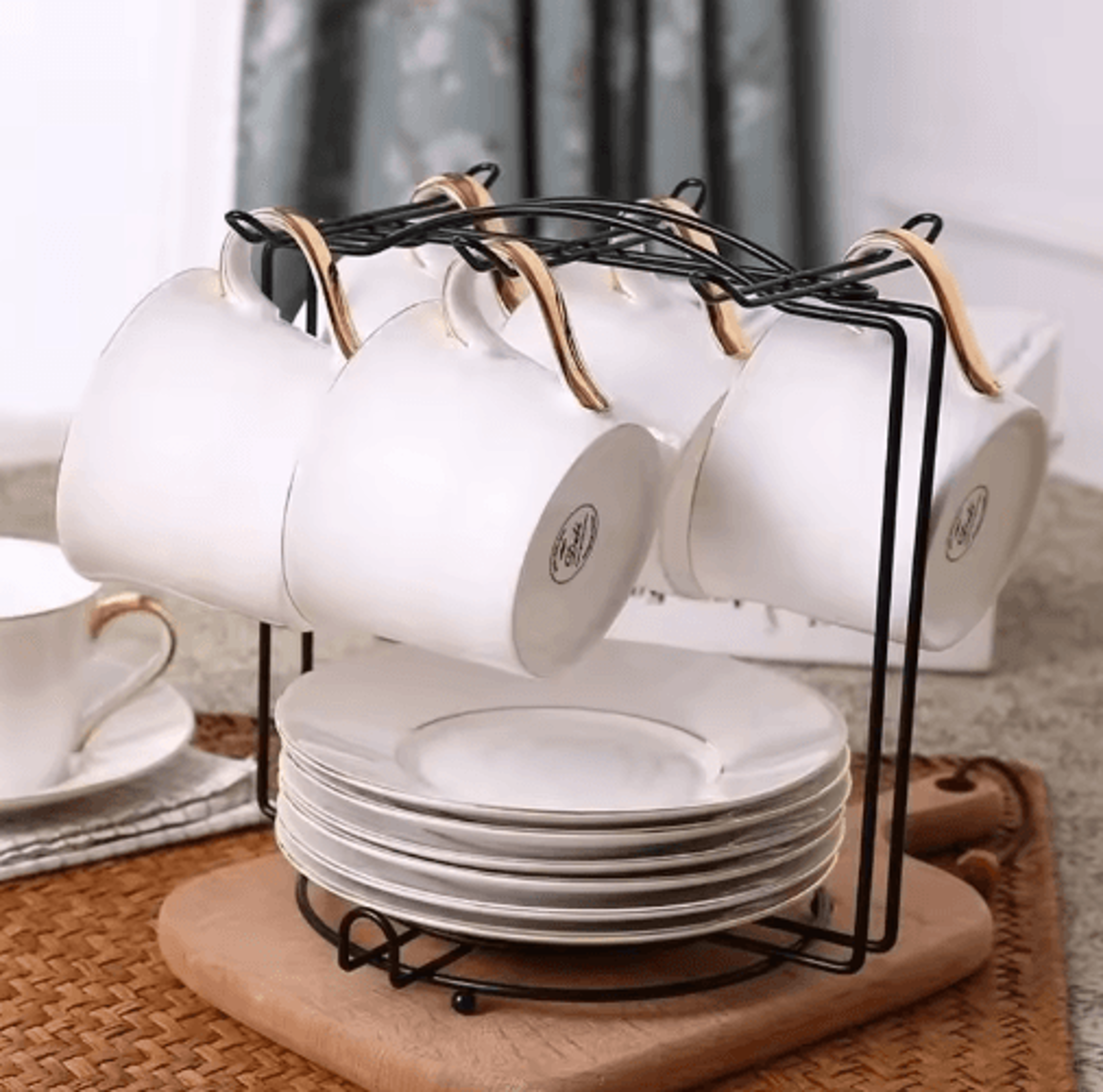 Coffee Cup Holder Hanging Rack  Iron Under Shelf Mug Organizer For Kitchen Counter  Cabinet 4